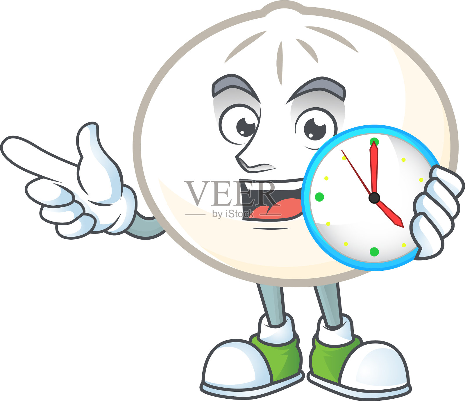 卡通人物风格的白色跳跳有钟插画图片素材