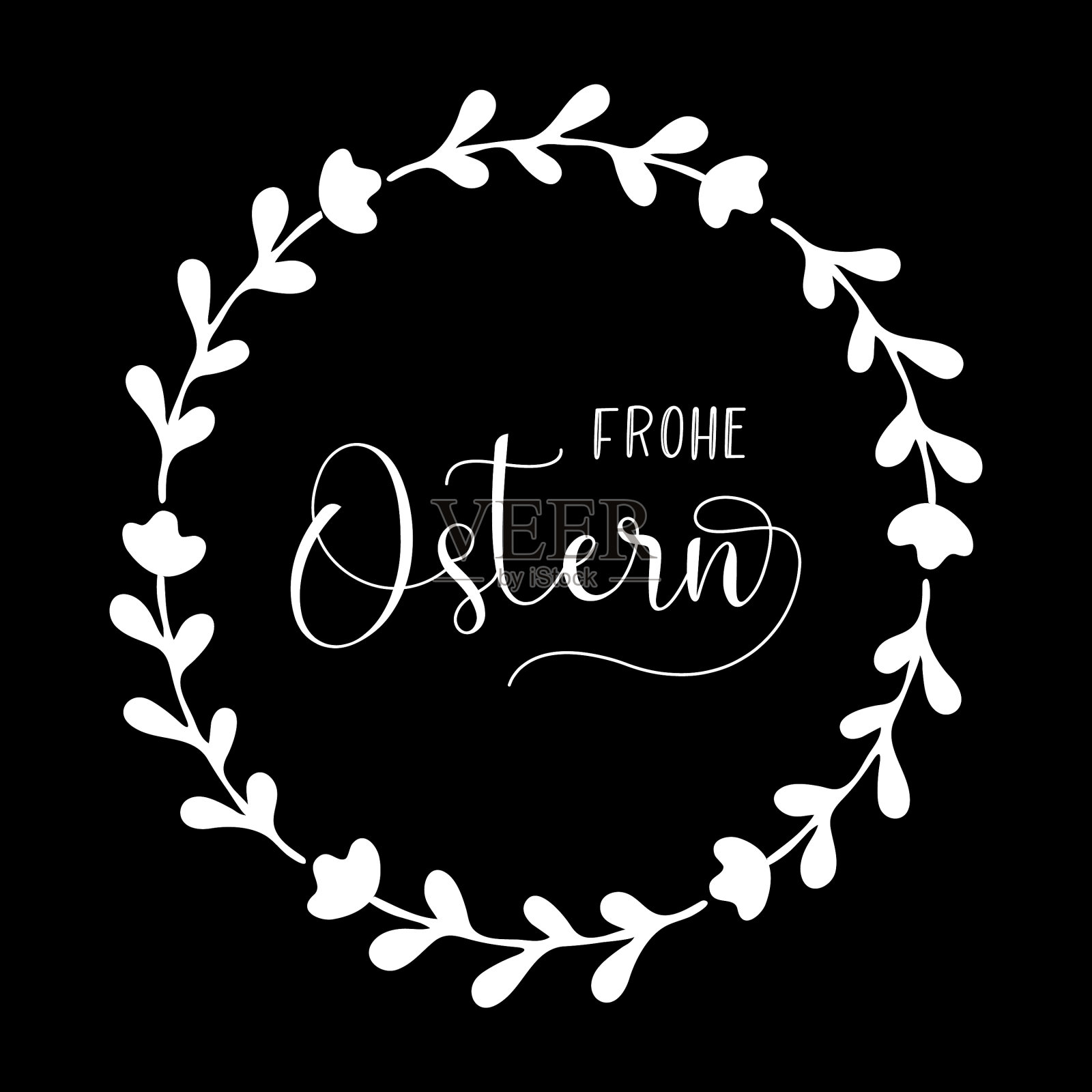 手绘从奥斯顿德语文本与花卉插画图片素材