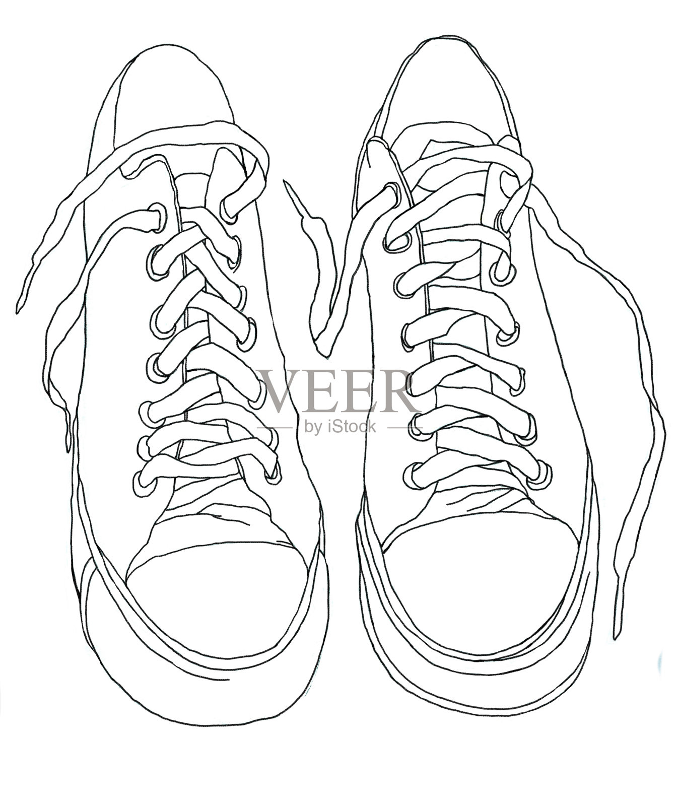 图形运动鞋对孤立的白色插图。插画图片素材