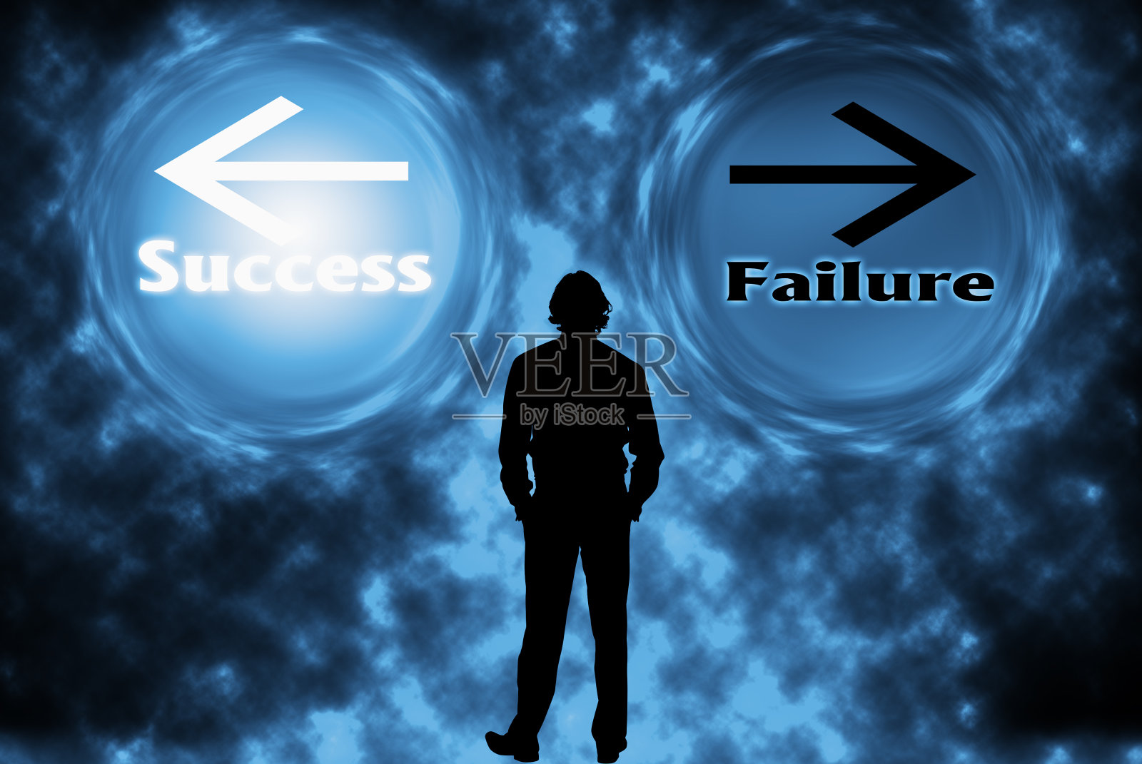 具有成功与失败概念的抽象背景。思考,成功和创造力。3d插图照片摄影图片