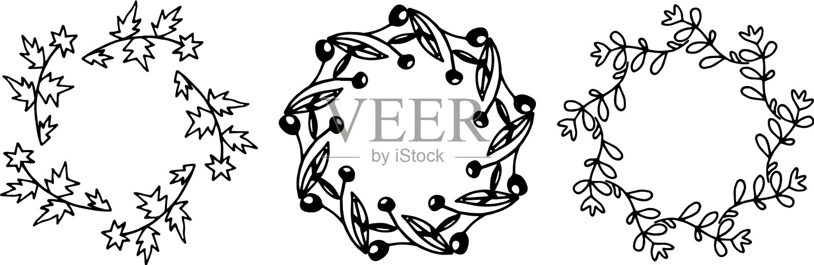 设置框架与花卉元素质朴插画图片素材