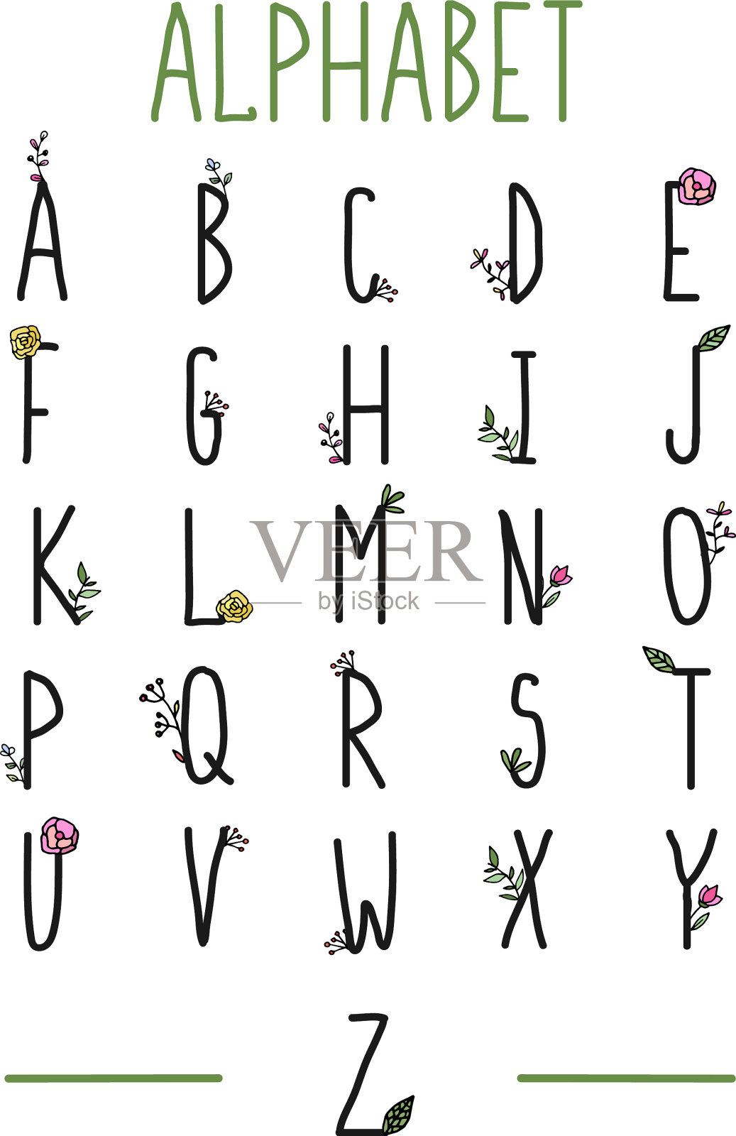 字母表-简单的字体大纲中的字母插画图片素材