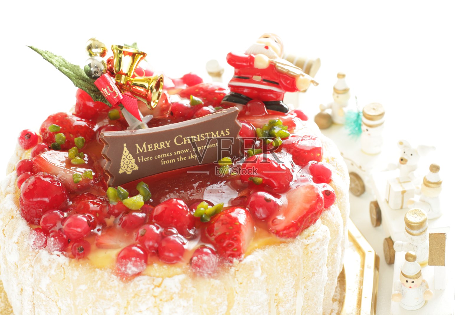 浆果圣诞蛋糕为节日的季节性食品照片摄影图片