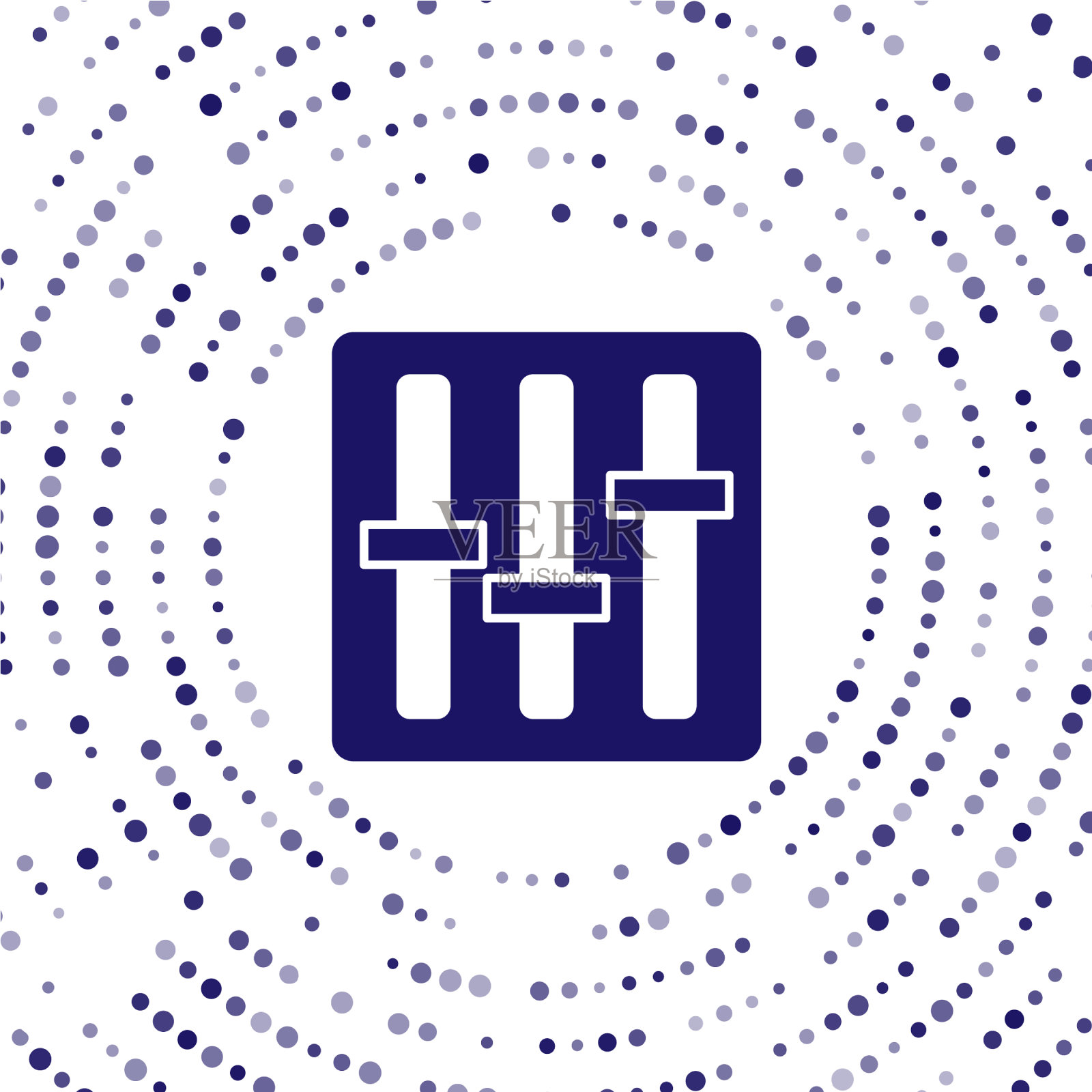 蓝色混音控制器图标隔离在白色上插画图片素材