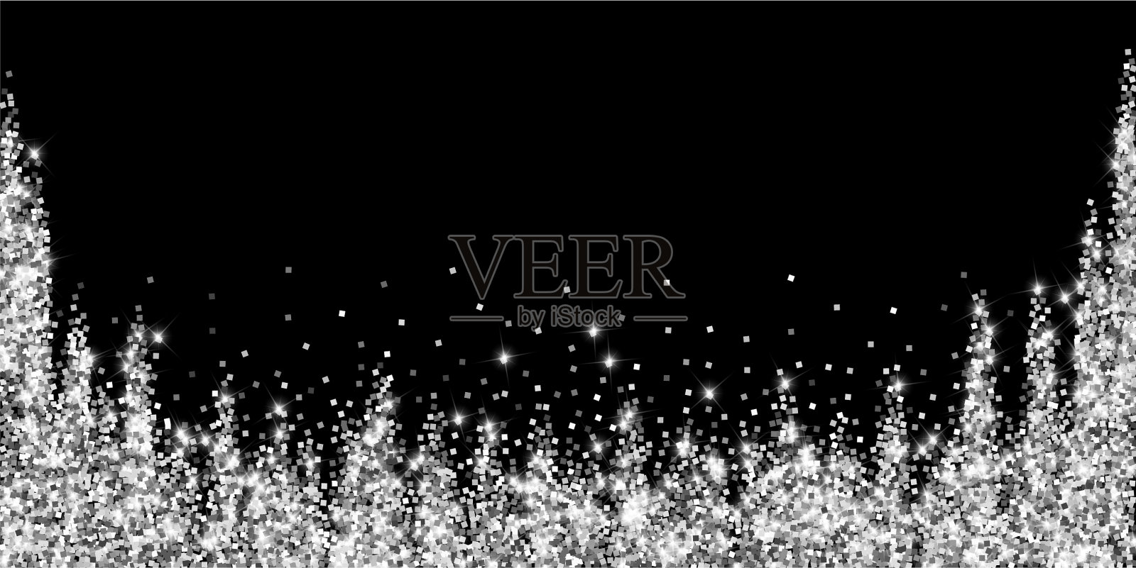 闪闪发光的银光豪华闪闪的五彩纸屑散落插画图片素材