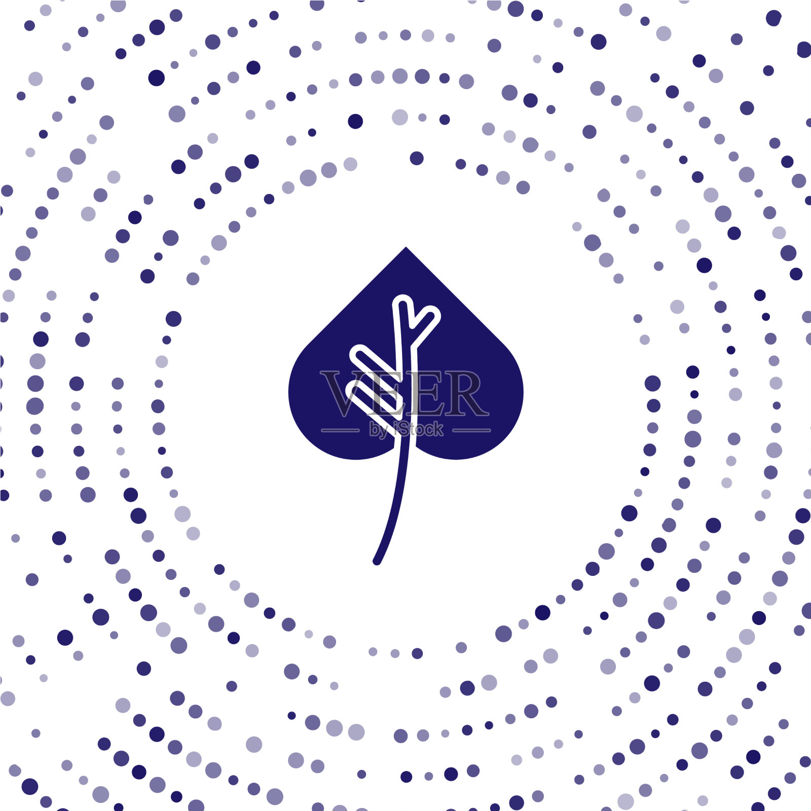 蓝色的叶子图标孤立在白色的背景插画图片素材