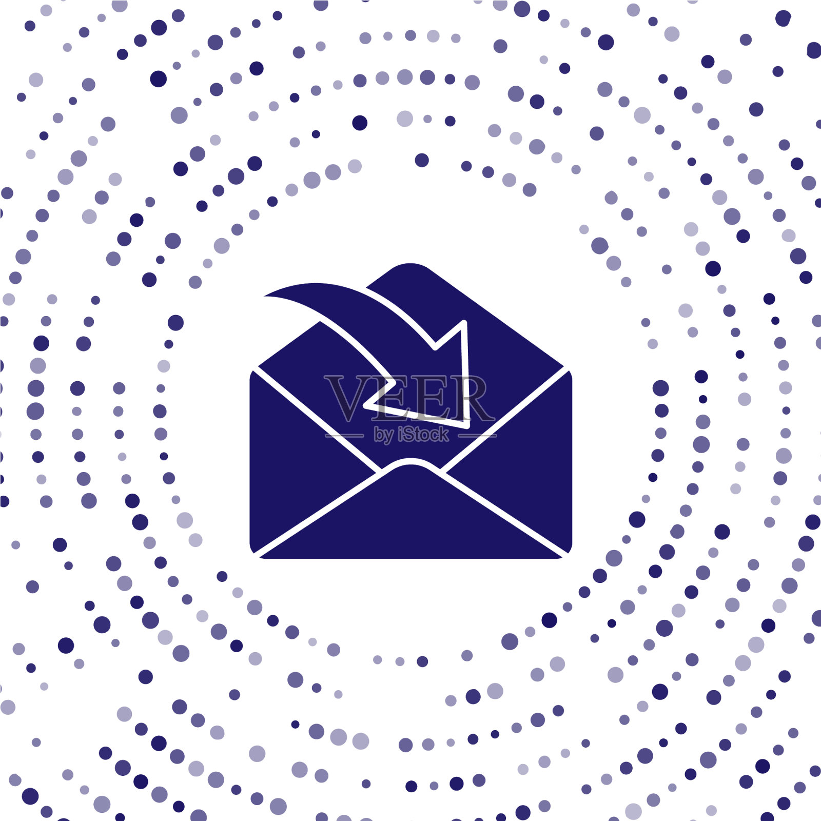 白色背景上孤立的蓝色信封图标插画图片素材