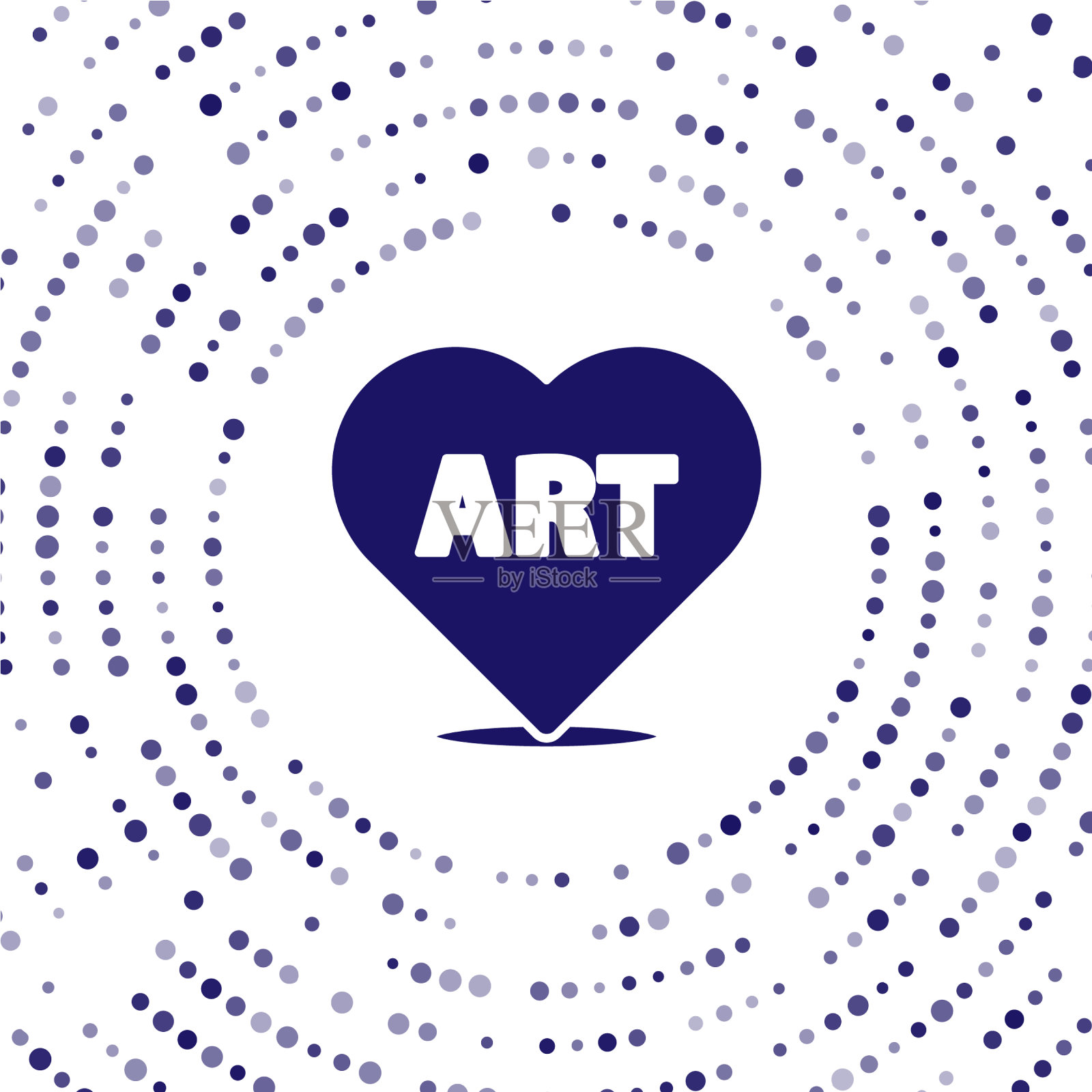 蓝色的心与文字艺术图标孤立在白色插画图片素材