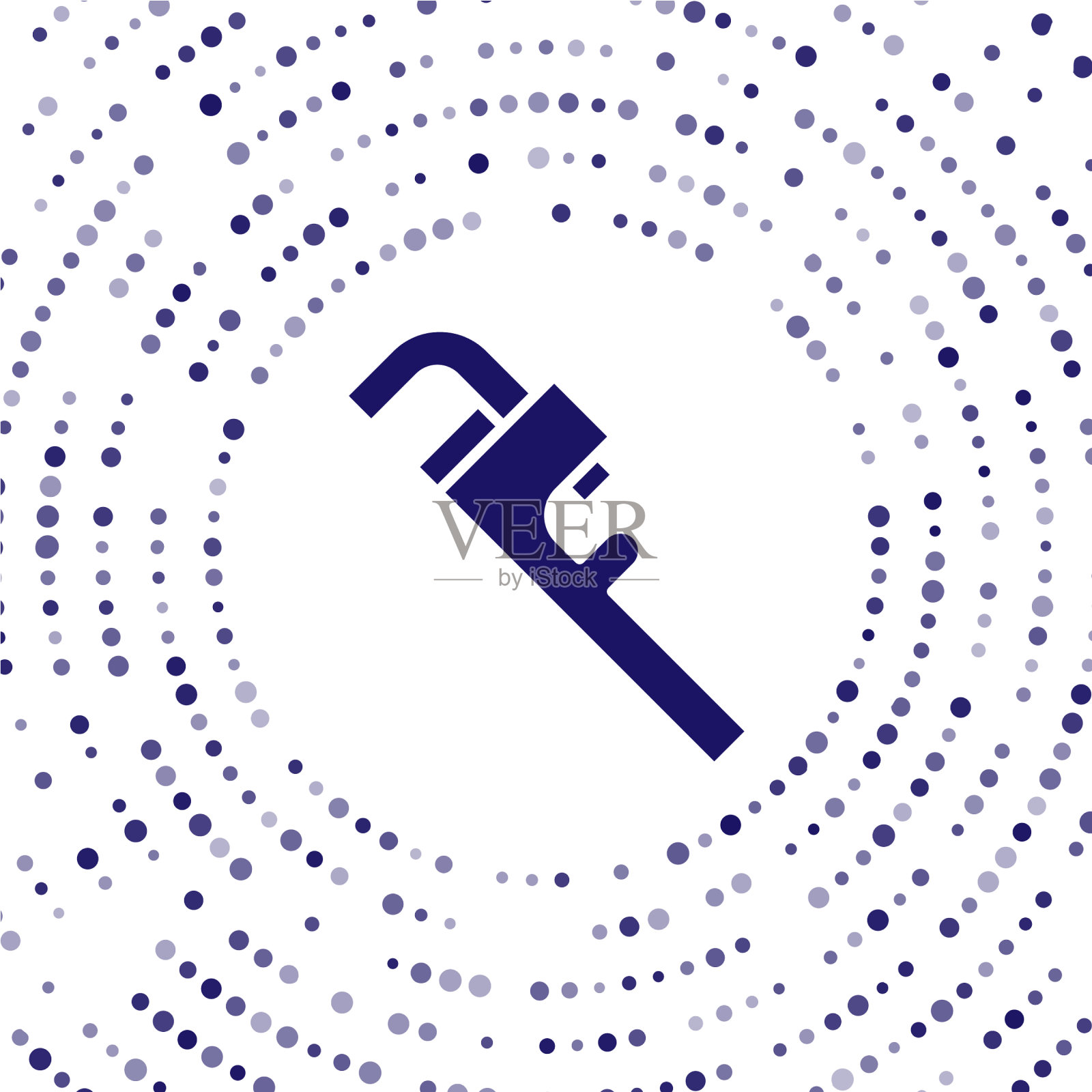 蓝色管道可调节扳手图标隔离在白色上插画图片素材