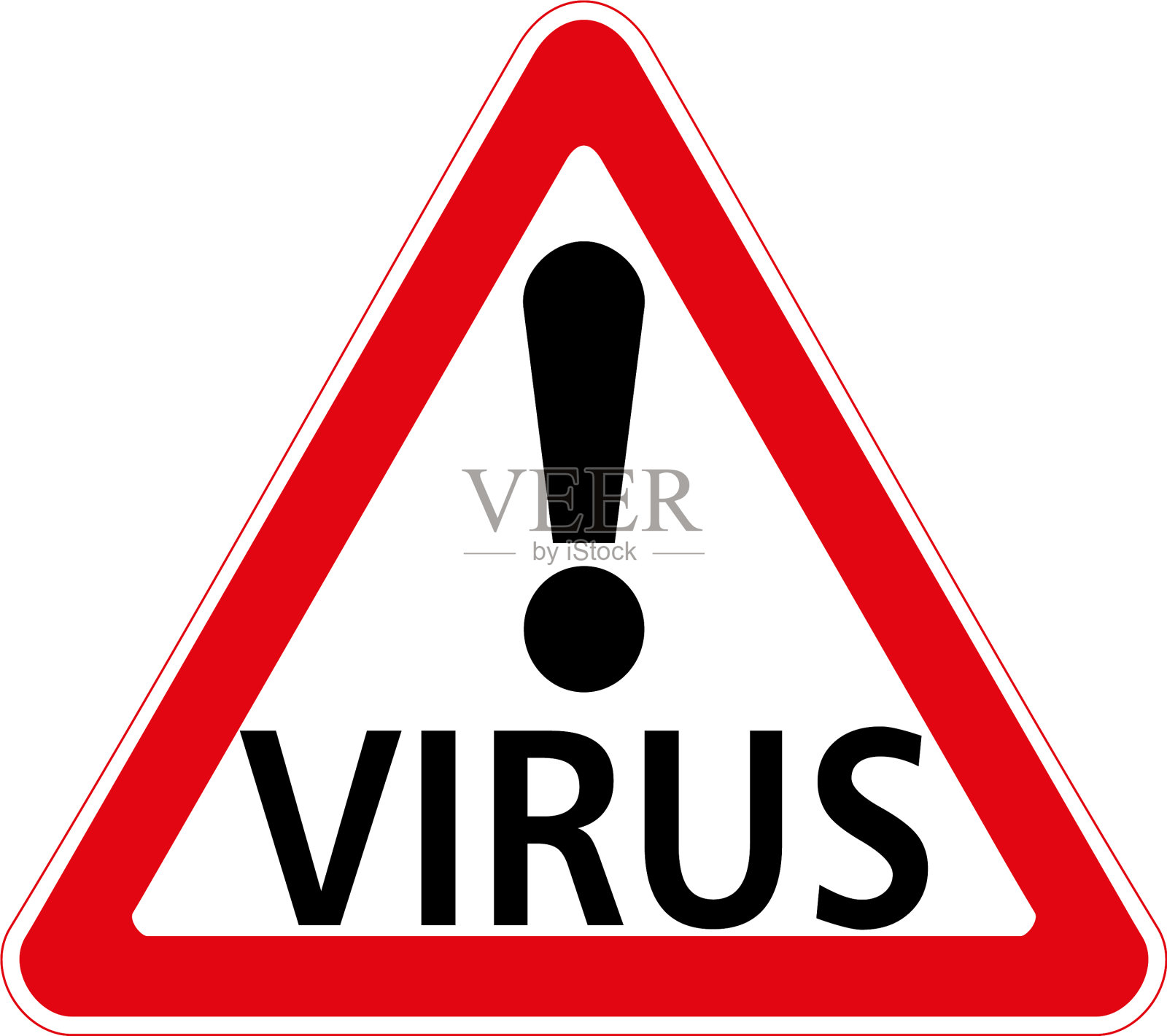 带有病毒字样的警告标志插画图片素材