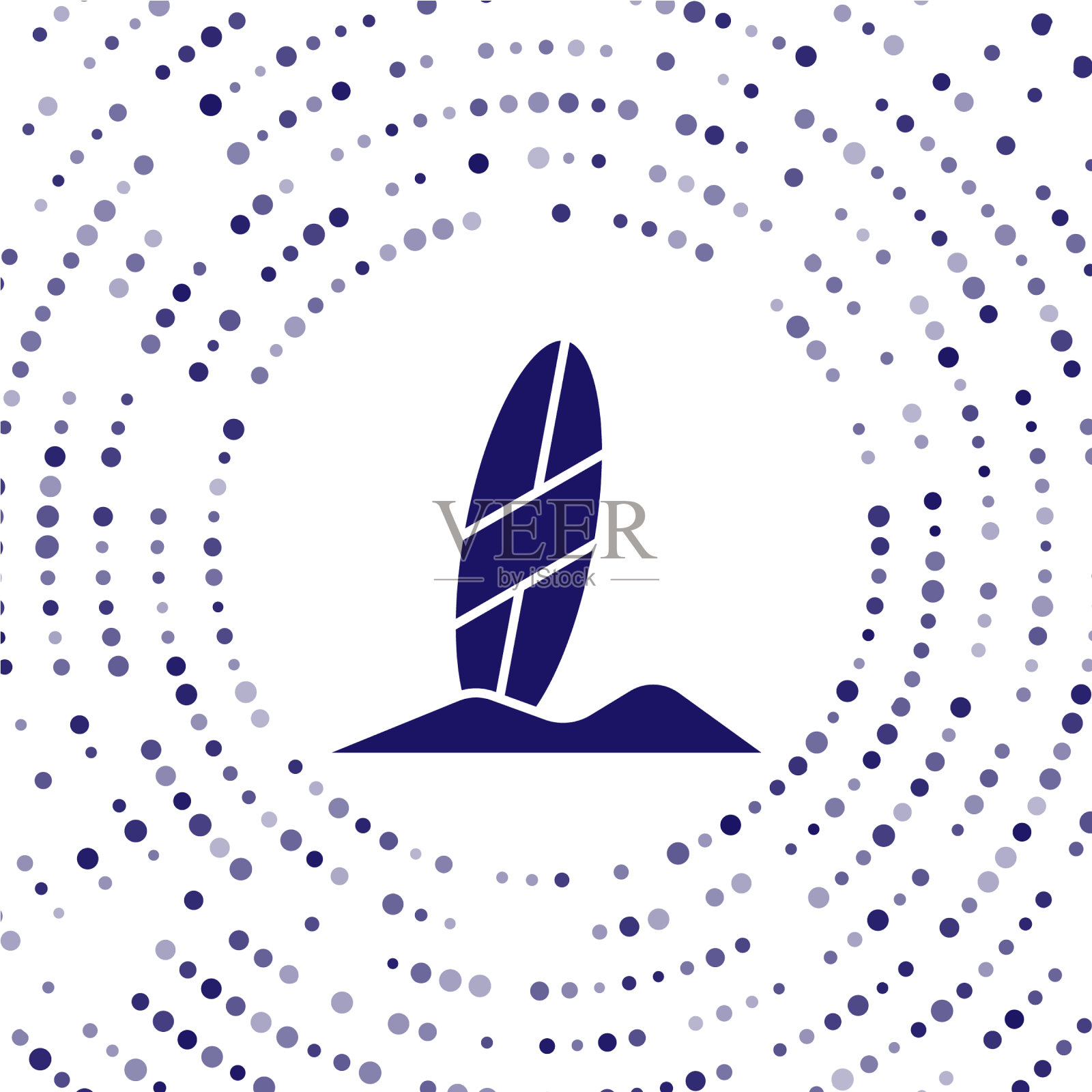 蓝色冲浪板图标孤立在白色背景插画图片素材