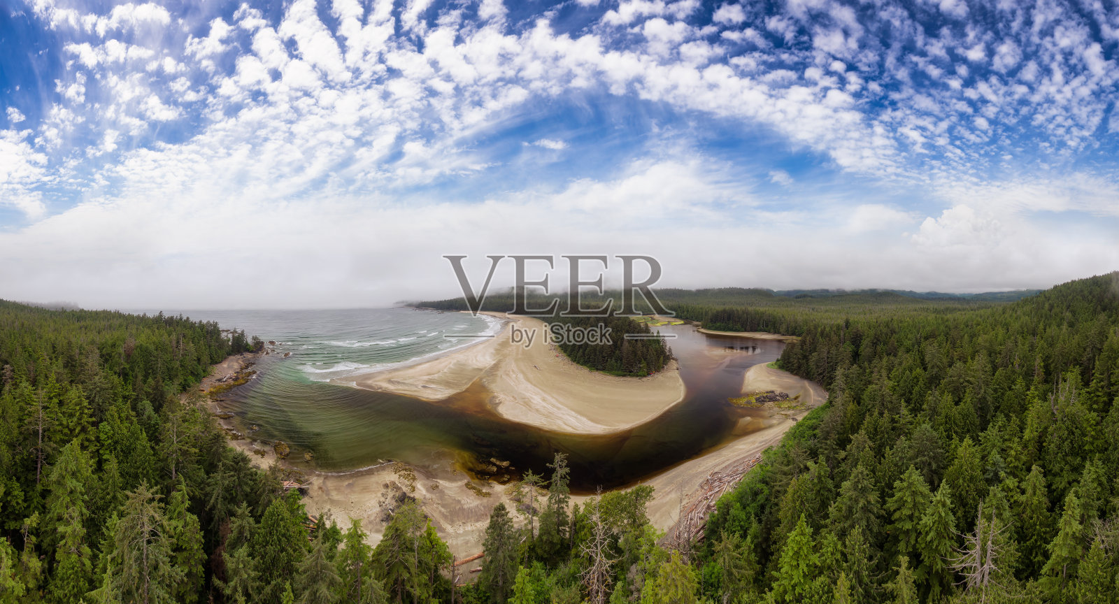 海浪沙滩的航拍景色照片摄影图片