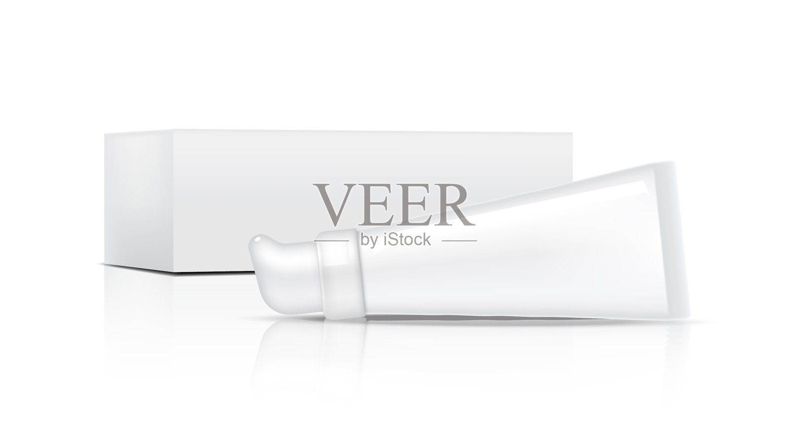 管模拟逼真的化妆品和盒插画图片素材