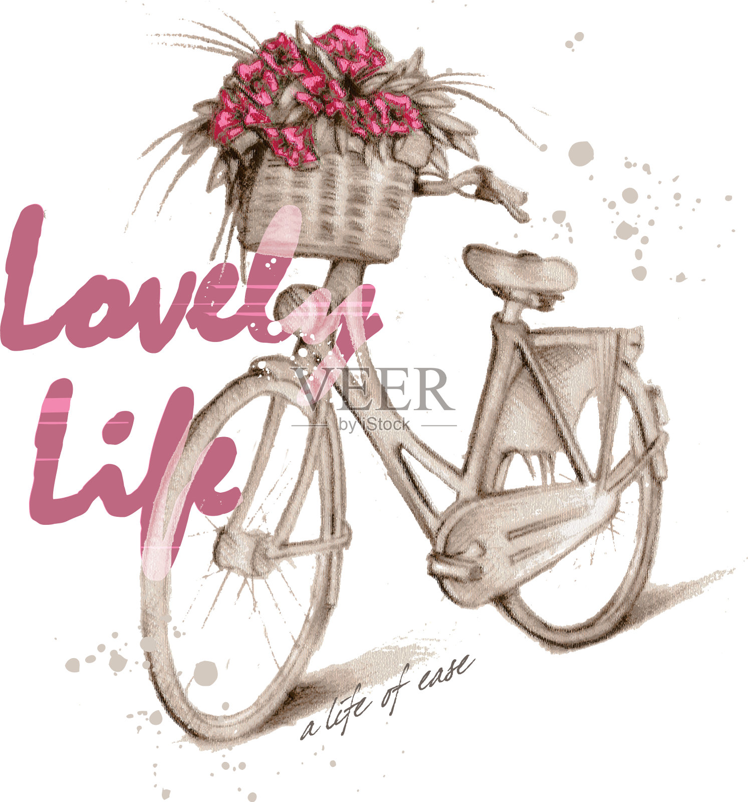 自行车打印插画图片素材