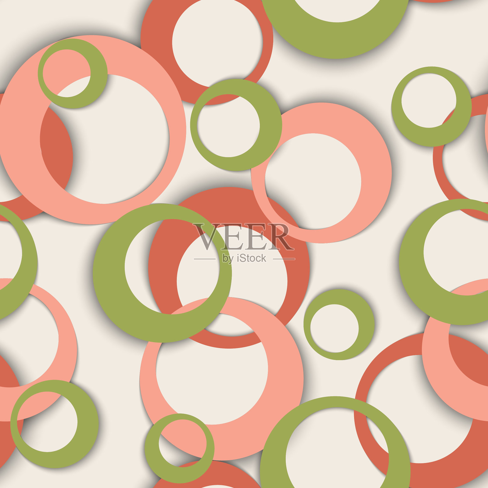 圆形圆环几何花纹无缝,形状圆润插画图片素材