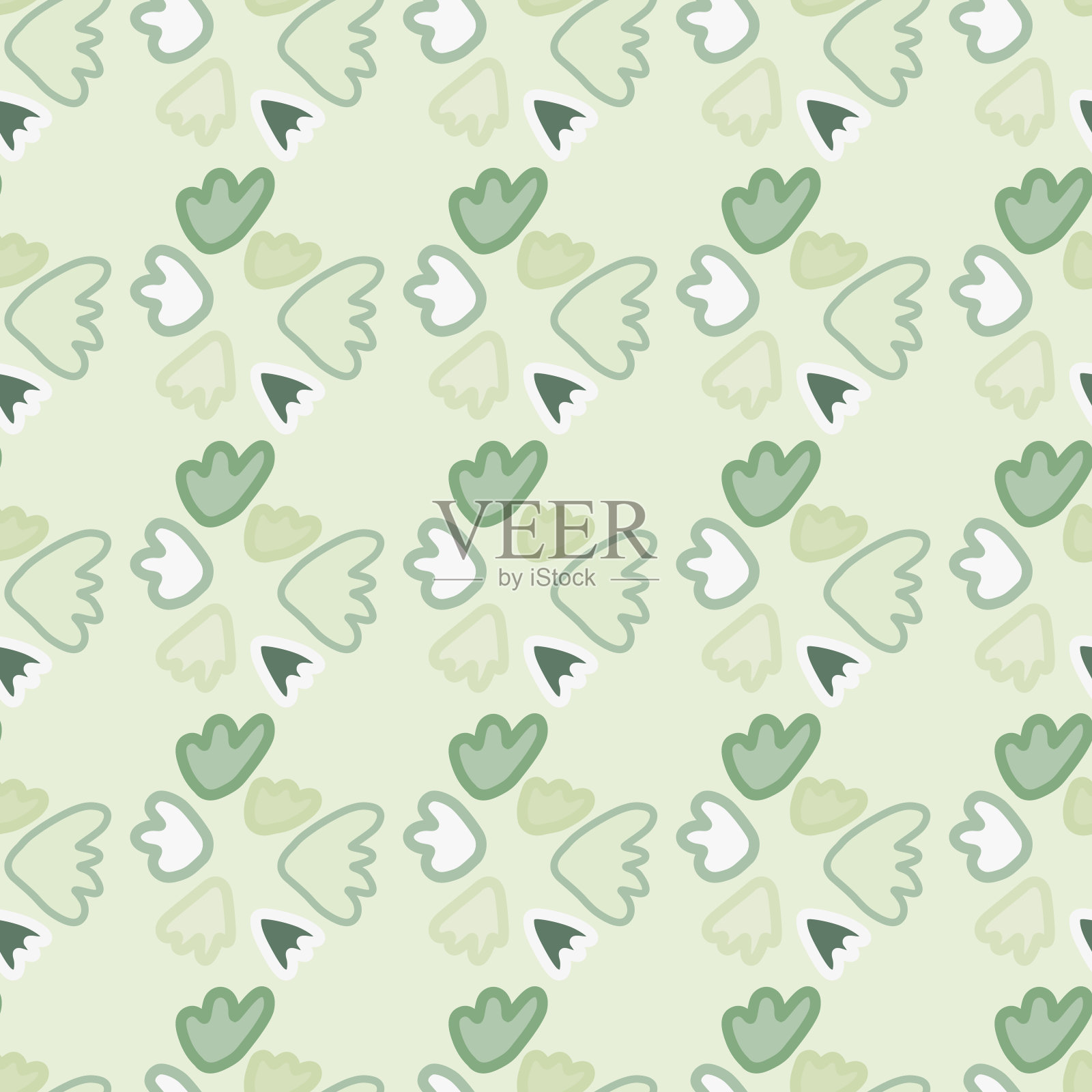 无缝图案与浅灰色抽象花卉数字。简单的植物的背景。插画图片素材