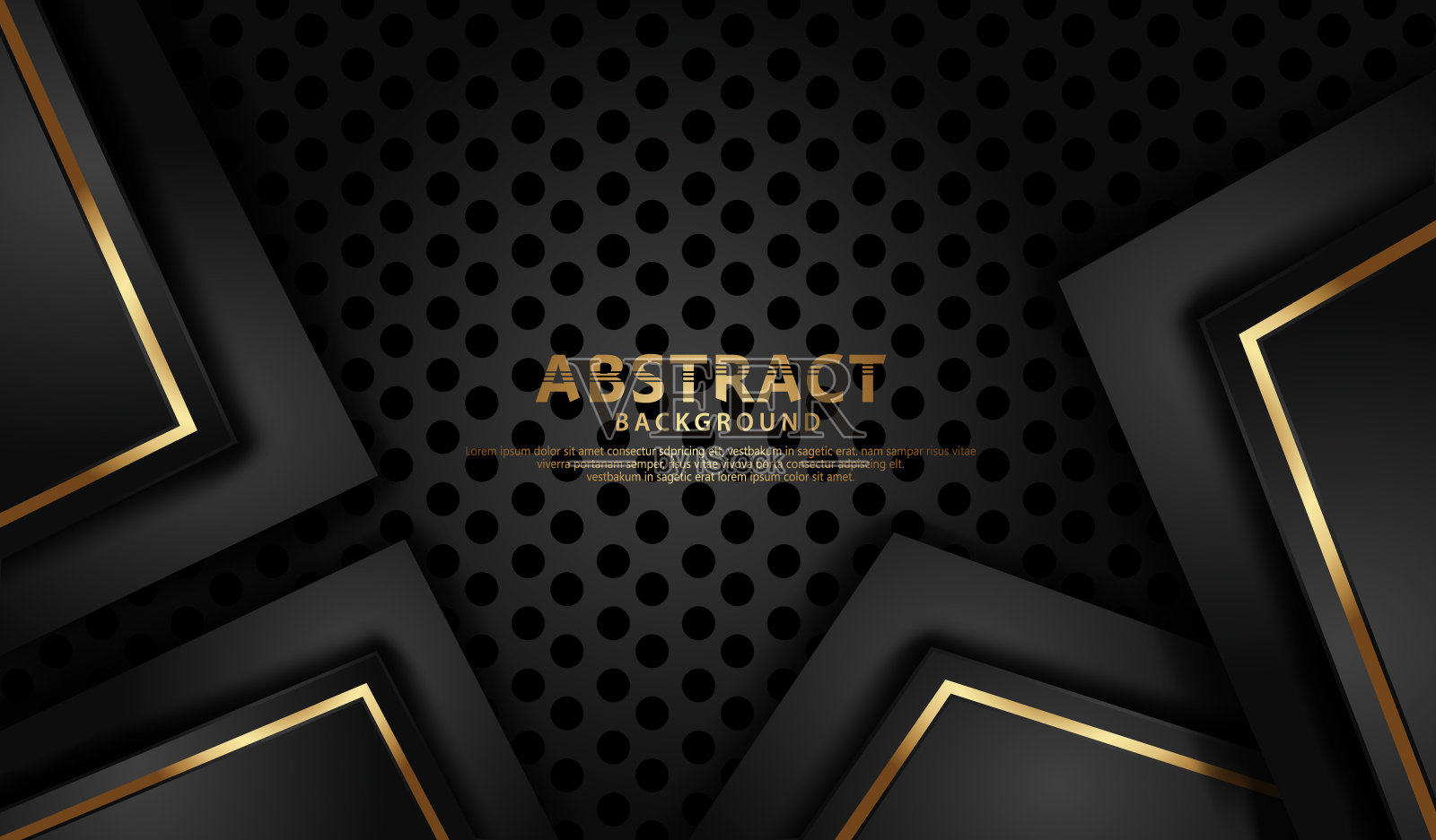 优雅和未来主义抽象线金色和重叠层点黑色背景插画图片素材