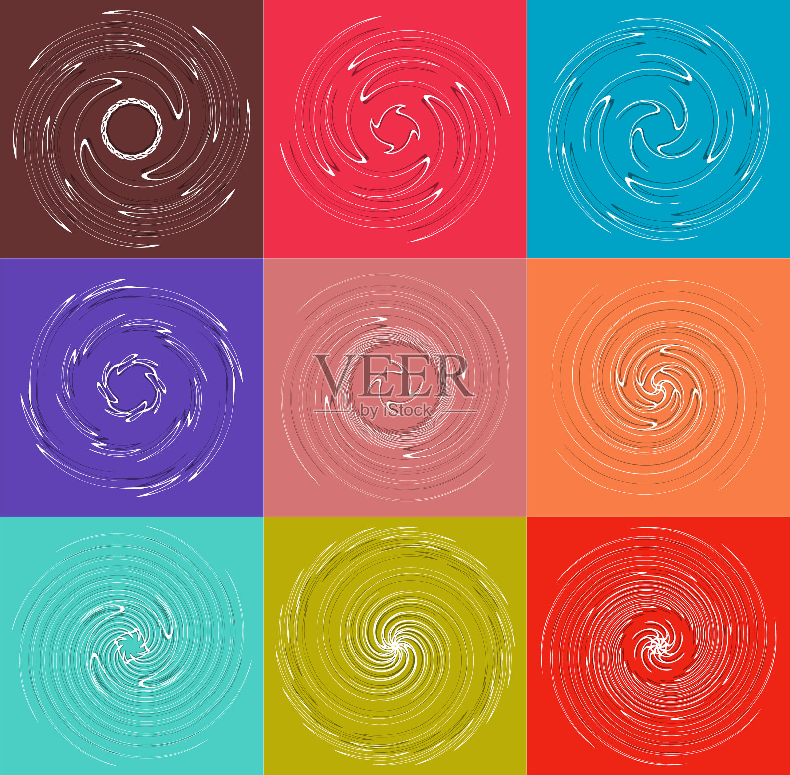 设置白色螺旋卷曲和螺旋卷曲插画图片素材