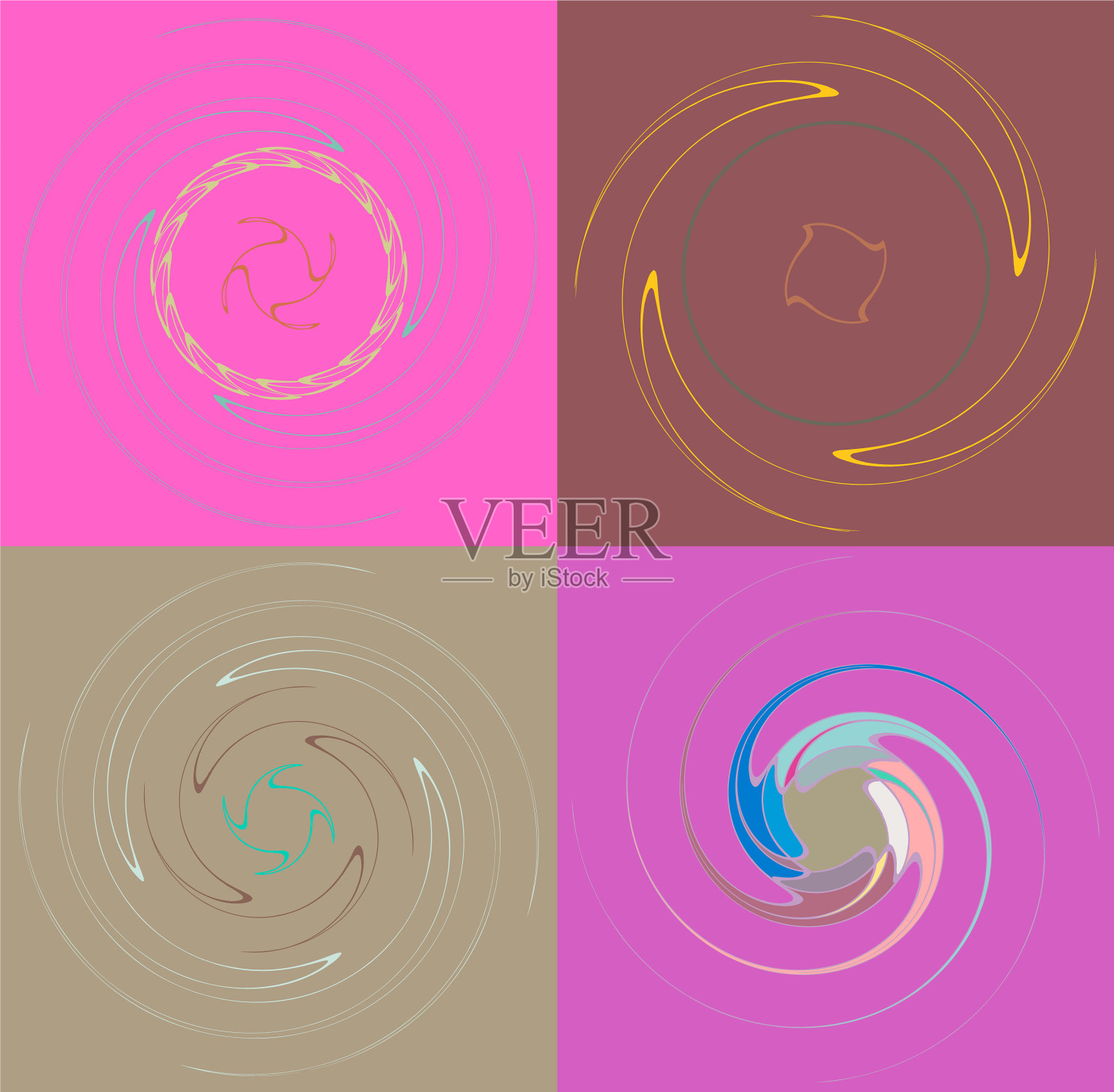 集杂色多色和五彩螺旋插画图片素材