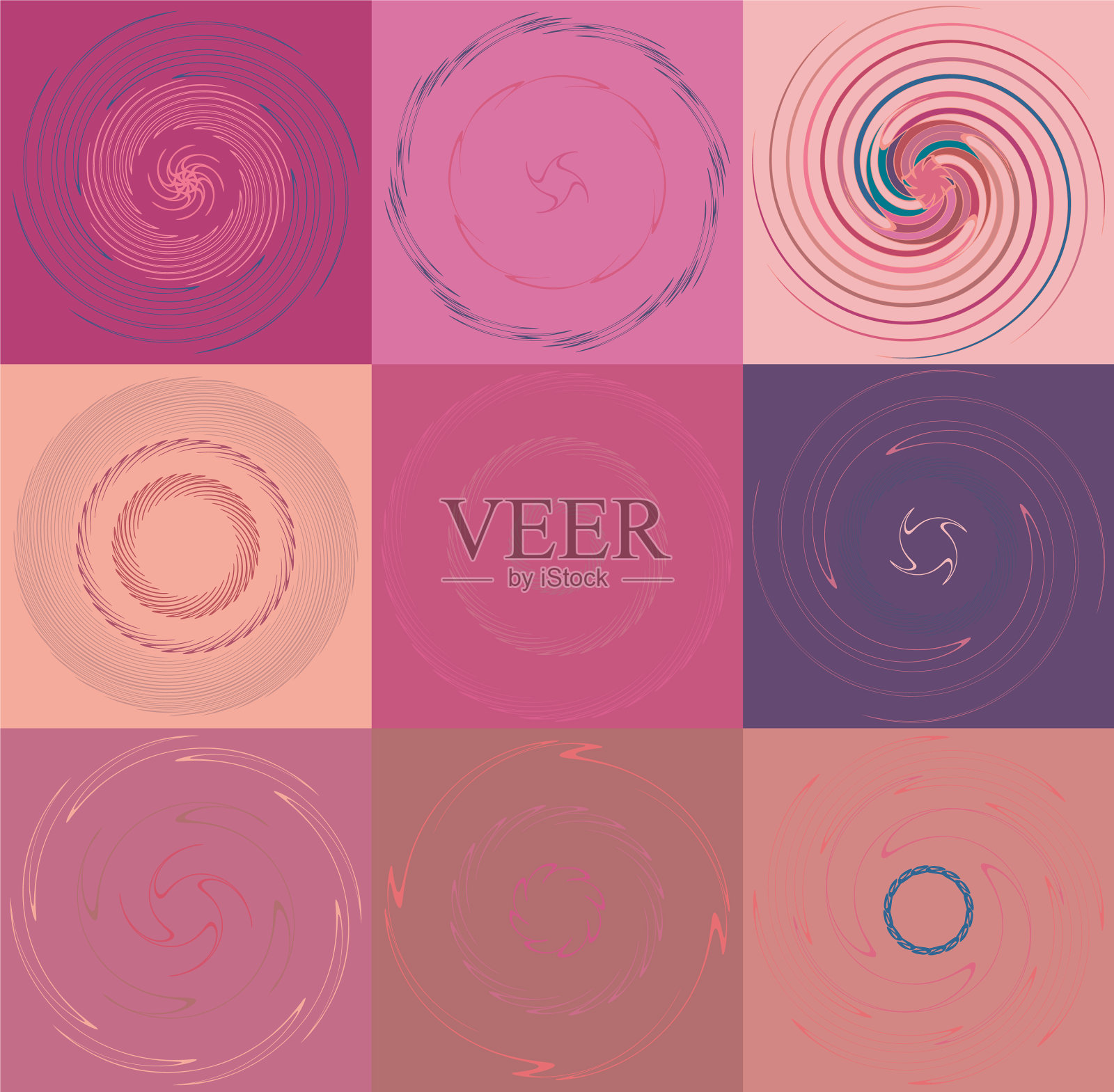 设置彩色多色和单色循环插画图片素材