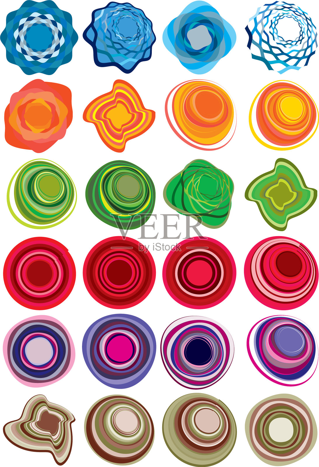 设置彩色多色和单色循环插画图片素材