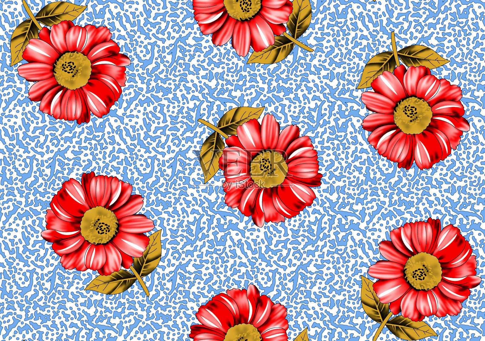 抽象花卉图案与色彩背景的多目的插画图片素材