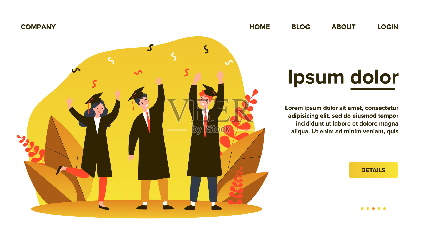 快乐的学生庆祝大学毕业插画图片素材