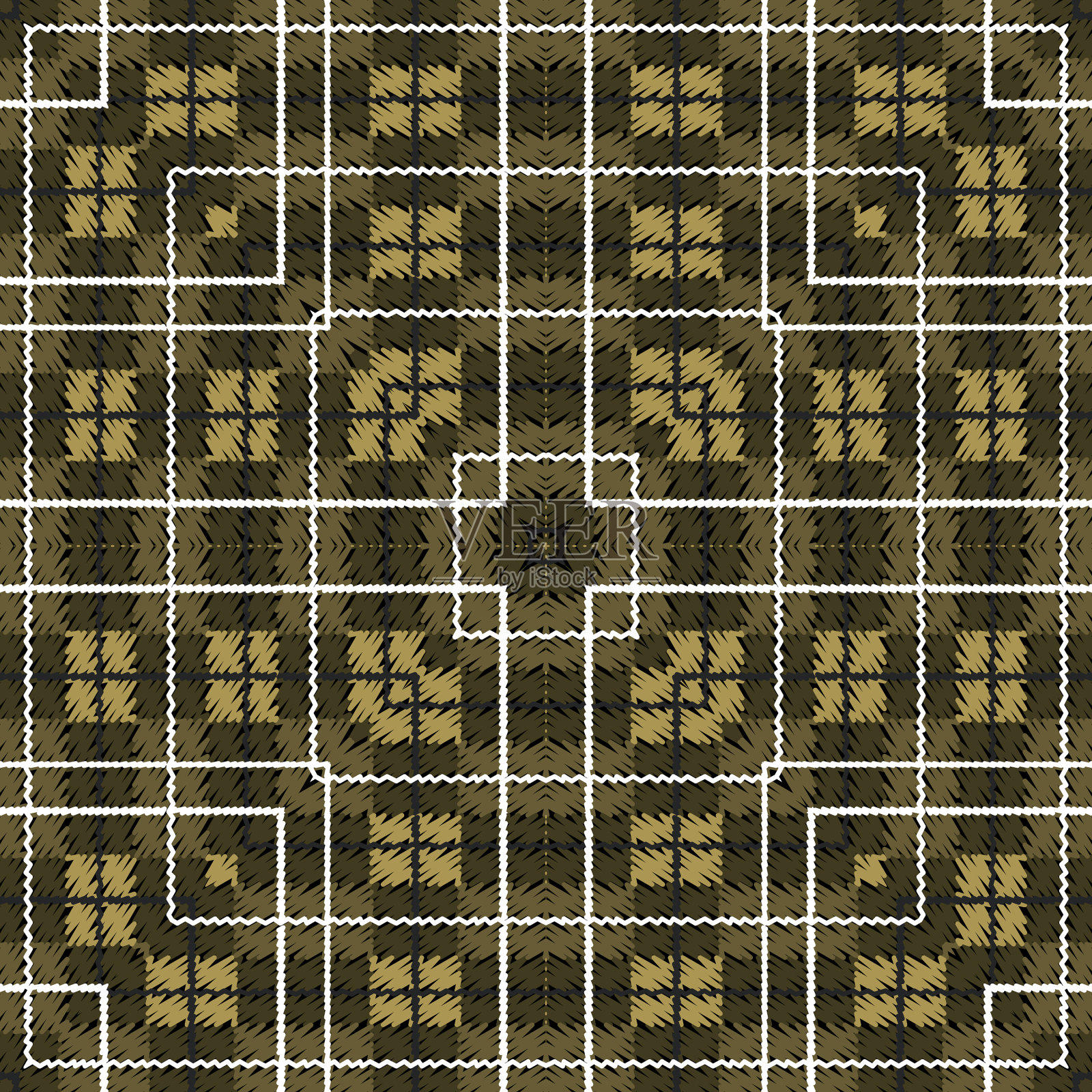 花格刺绣彩色无缝图案插画图片素材