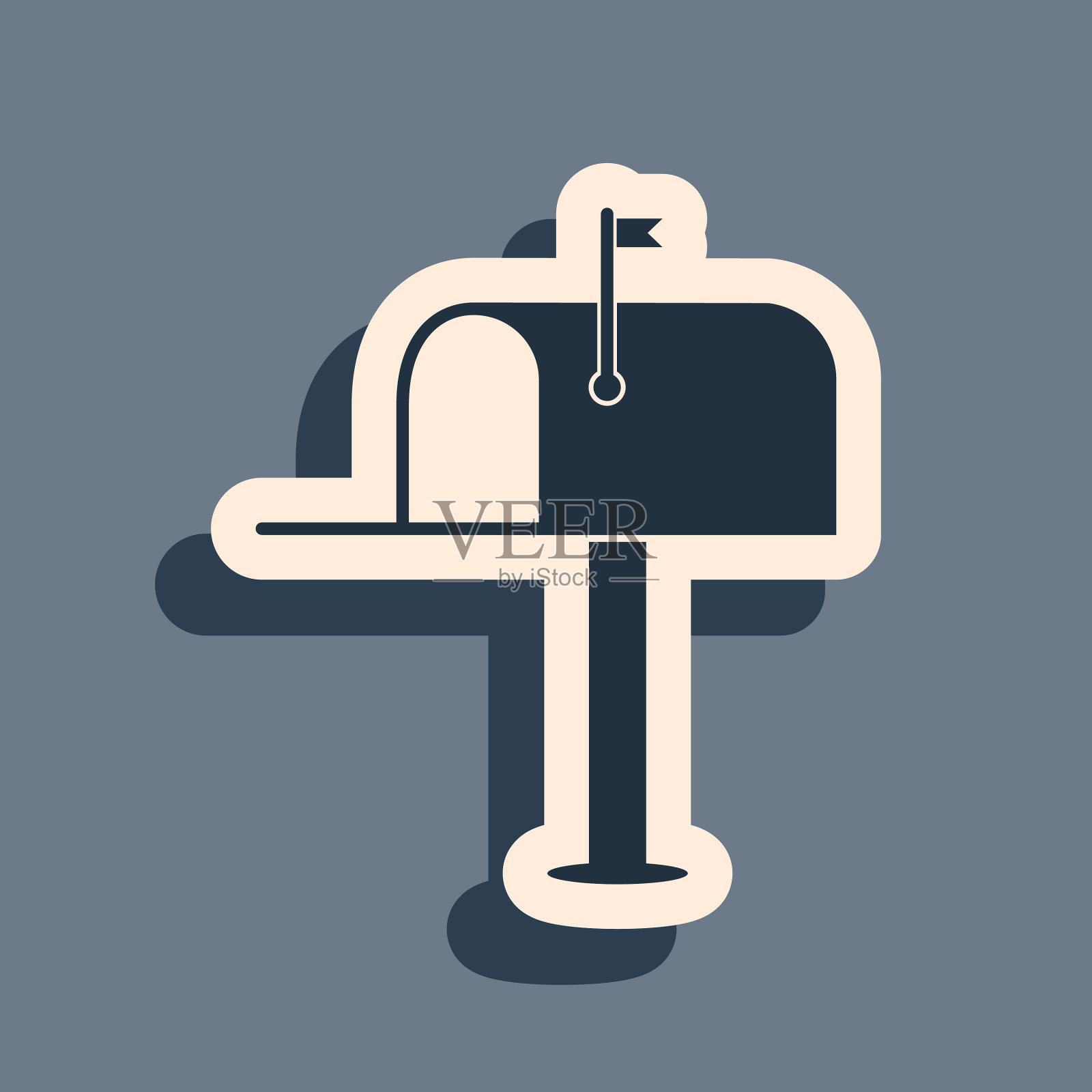 黑色打开邮箱图标孤立在灰色插画图片素材