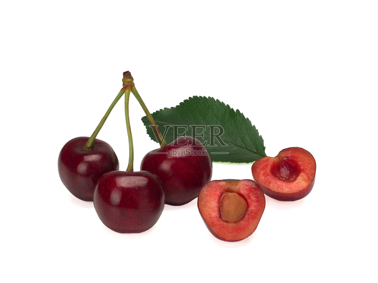 白色背景上的成熟甜樱桃照片摄影图片