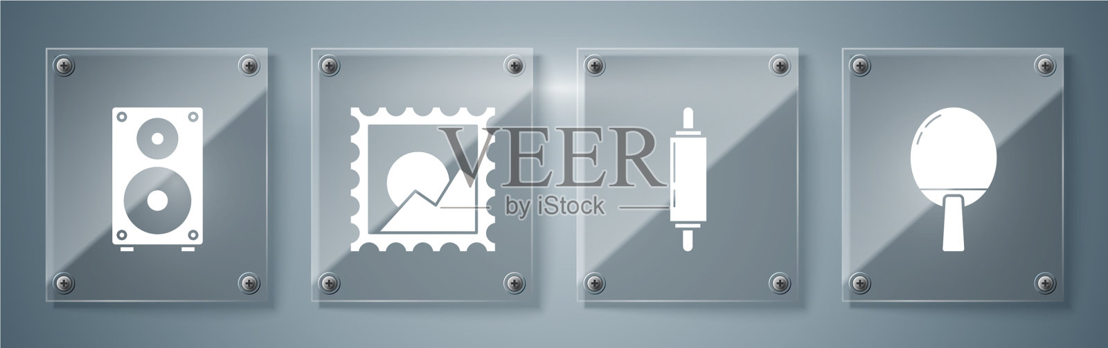 设置球拍用于打乒乓球的擀面杖图标素材