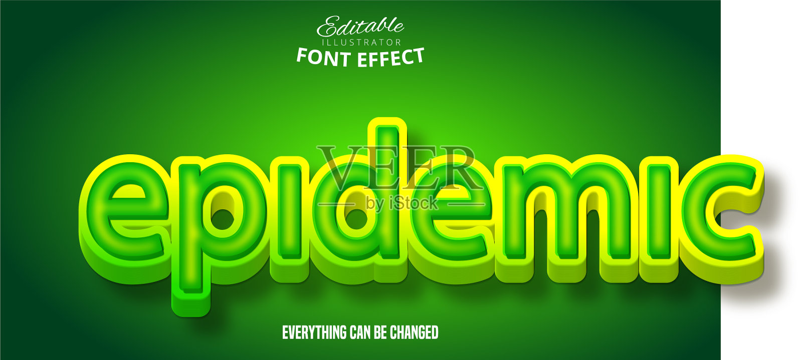 流行病文本效果绿色可编辑字体样式插画图片素材