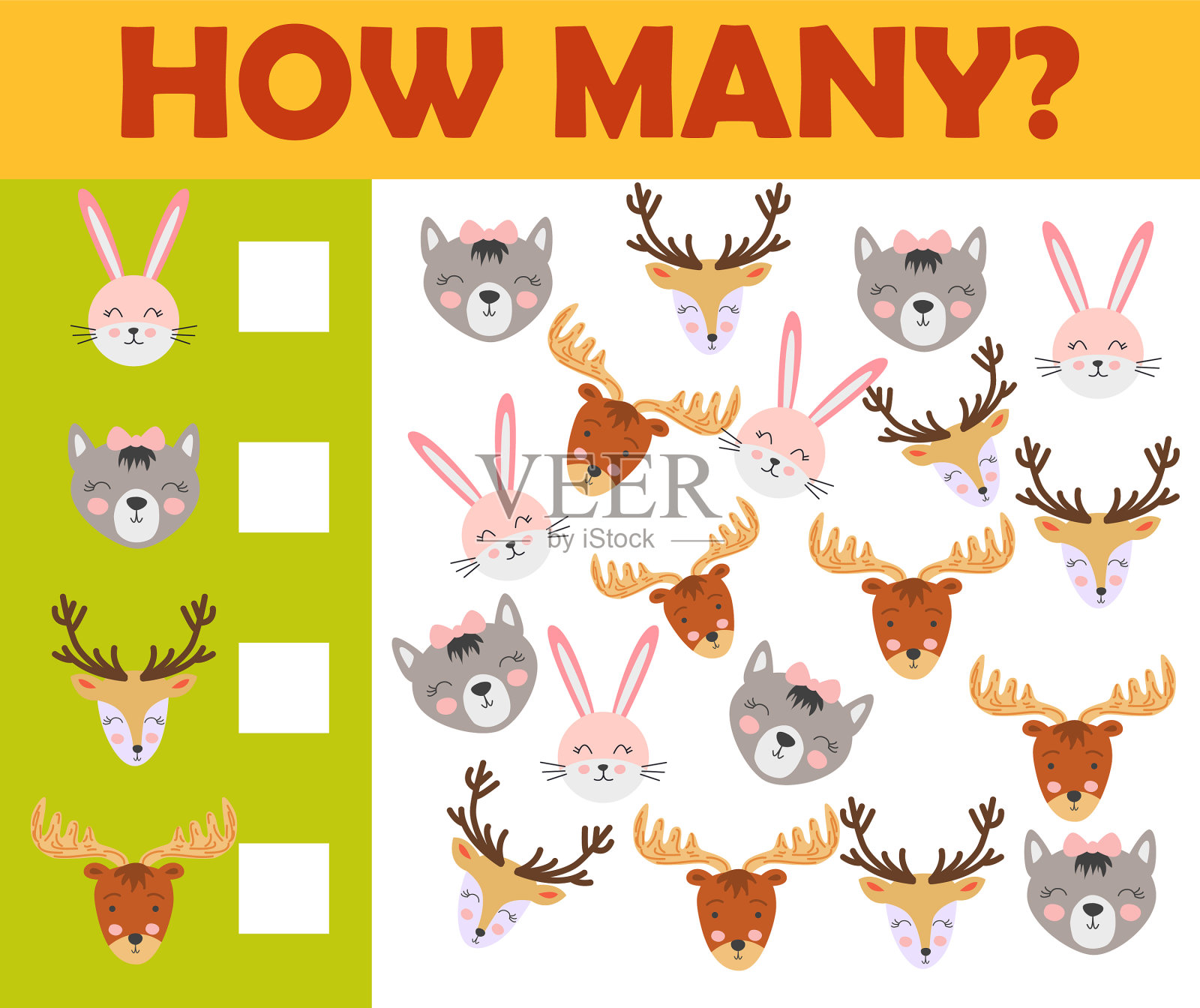 数动物游戏为学龄前儿童sheet插画图片素材