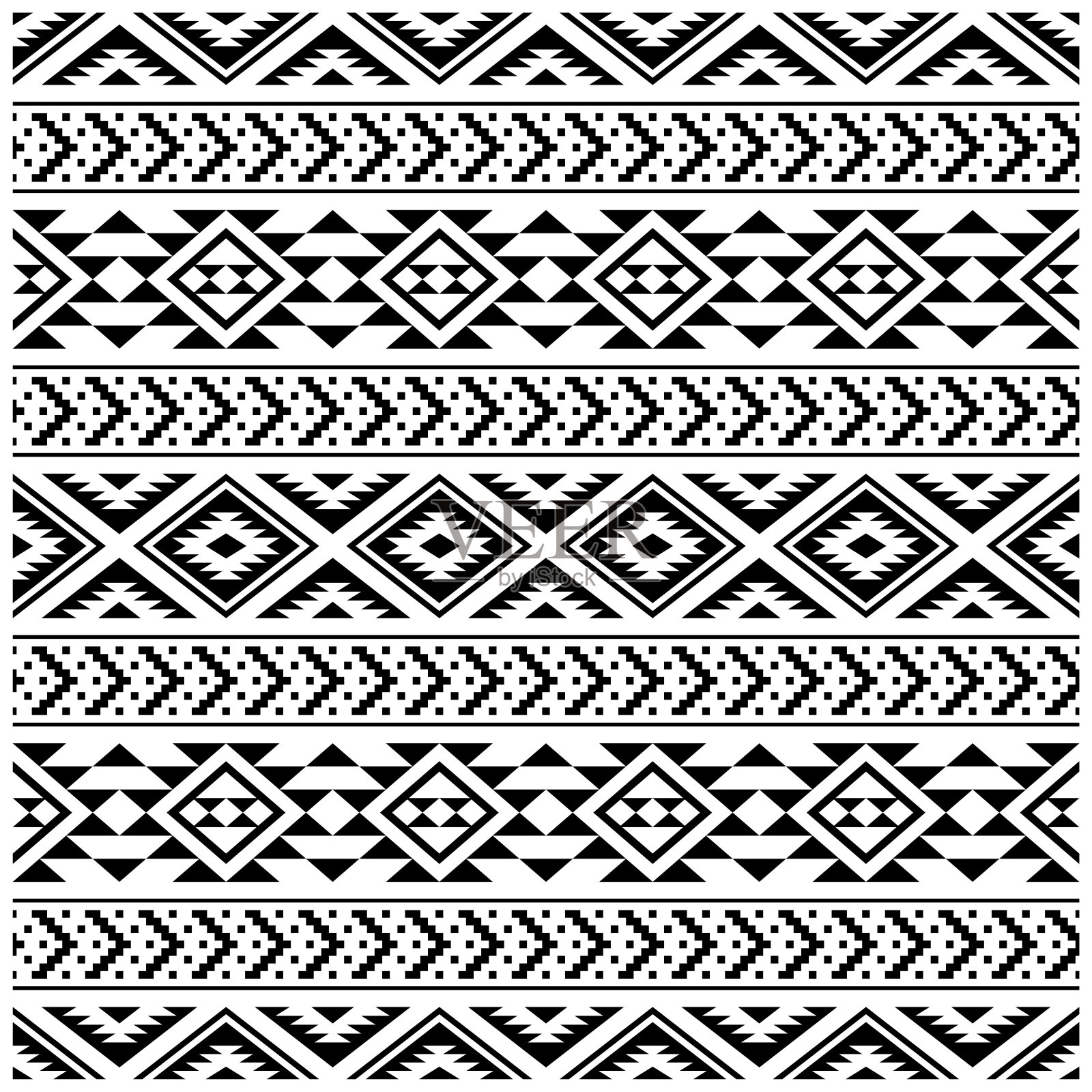 传统的部落图案设计矢量在黑色白色插画图片素材