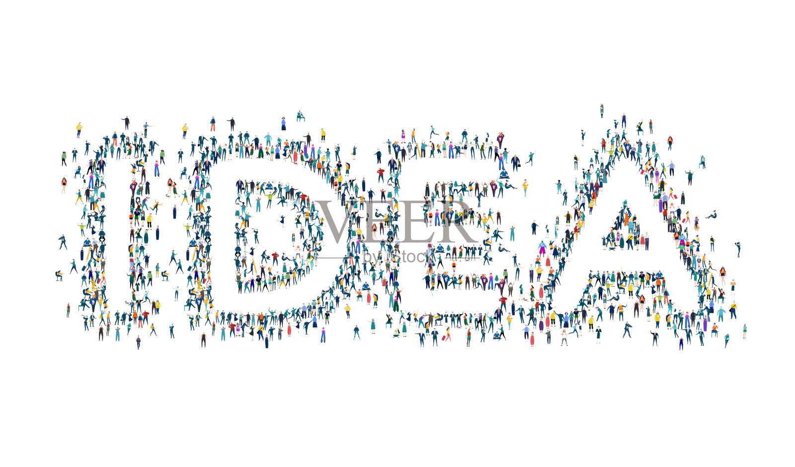 IDEA由许多不同年龄和专业背景的小人物组成。人群,世界,公民,人口。插画图片素材