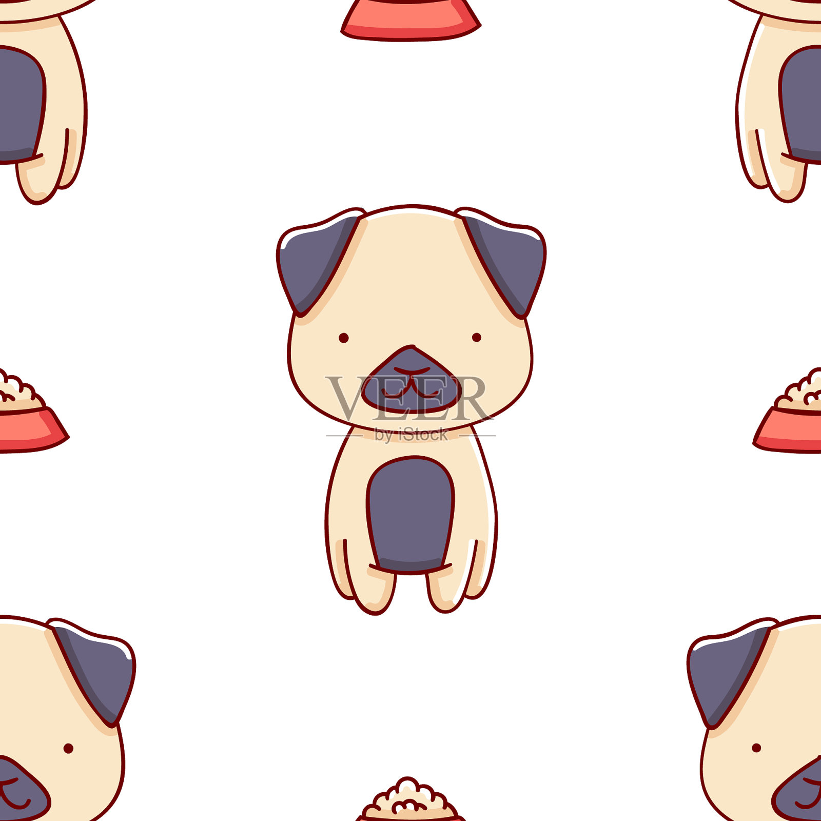 简单无缝图案可爱可爱手绘插画图片素材