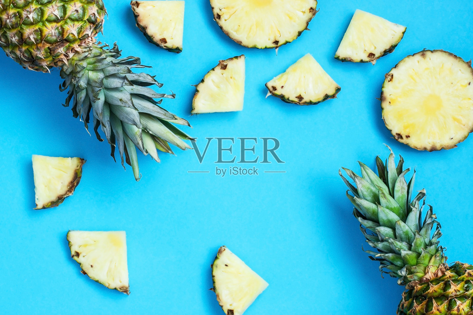 菠萝果鲜,平铺照片摄影图片