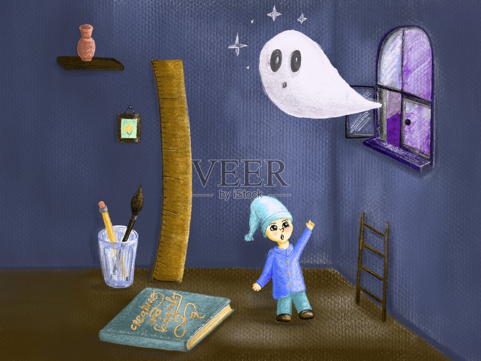 一个侏儒和一个铸型插画图片素材