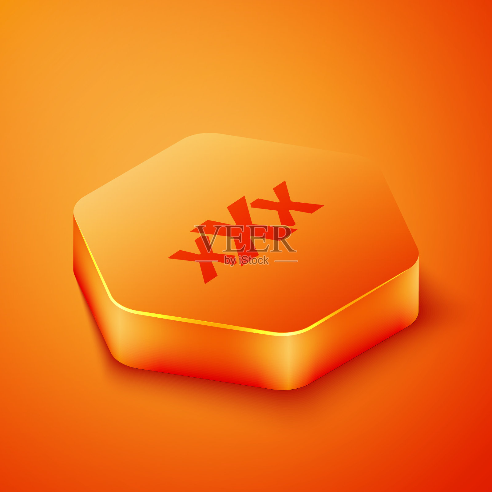 等距性商店图标孤立在橙色图标素材