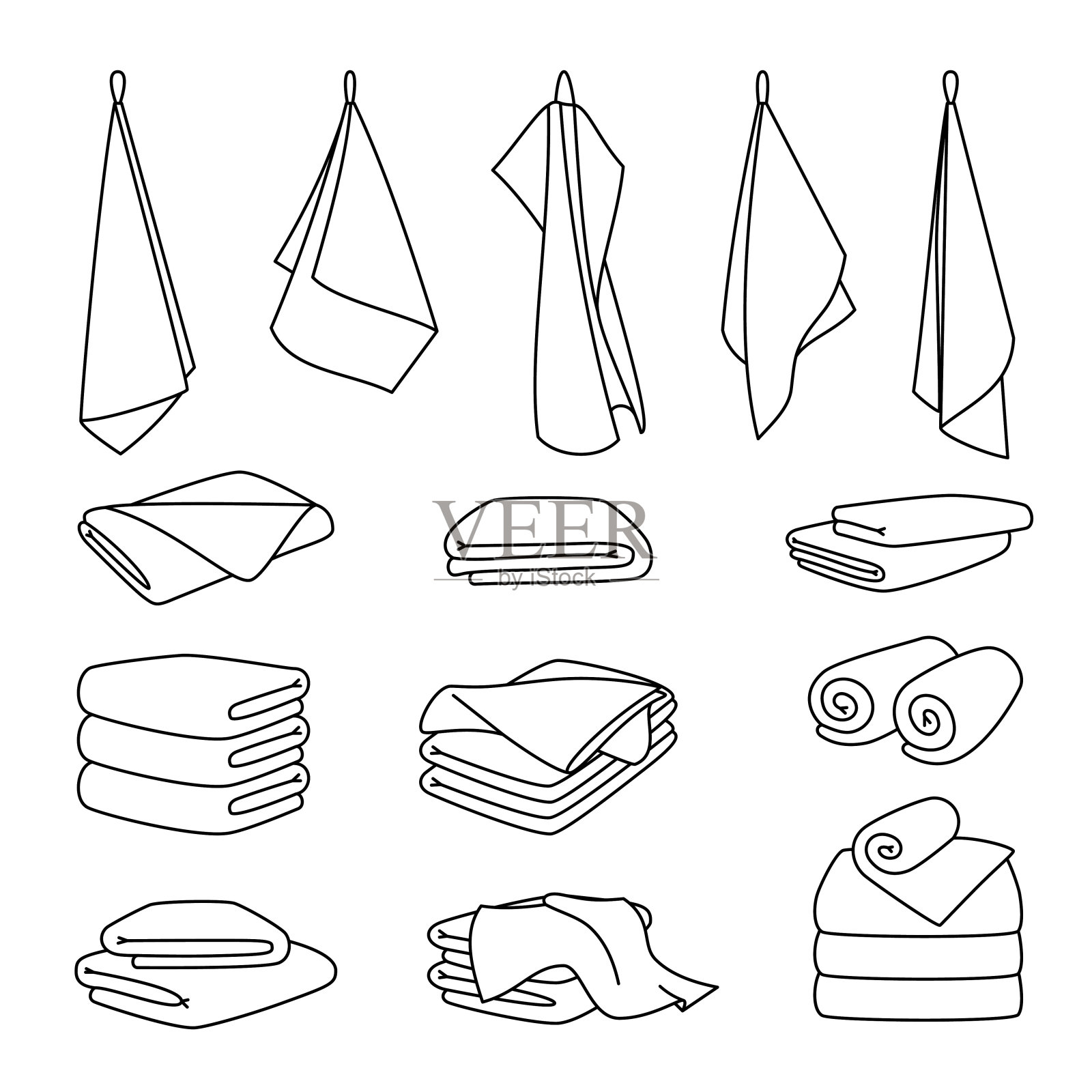 酒店浴巾系列图标插画图片素材