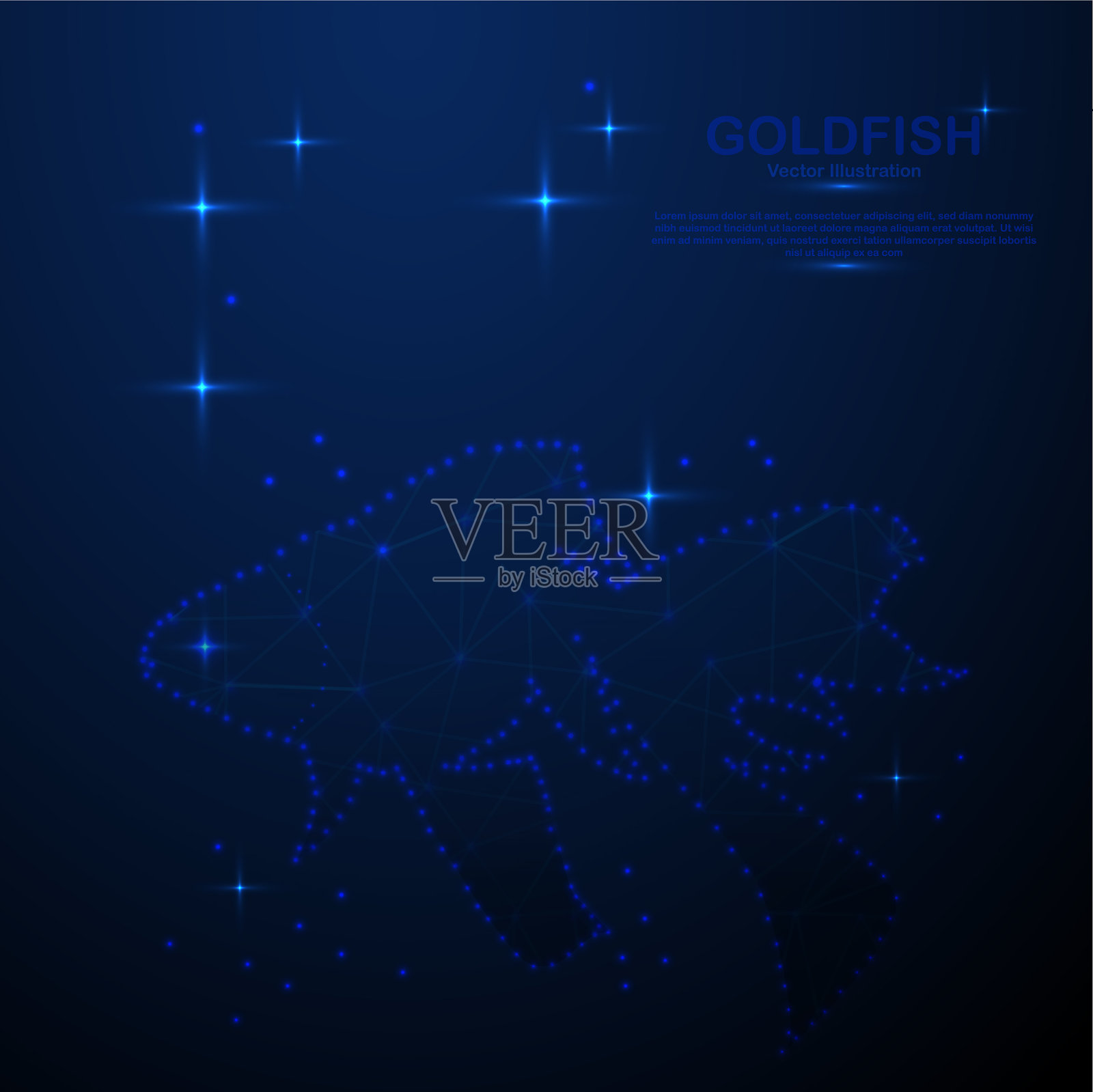 抽象金鱼在空间低聚风格插画图片素材