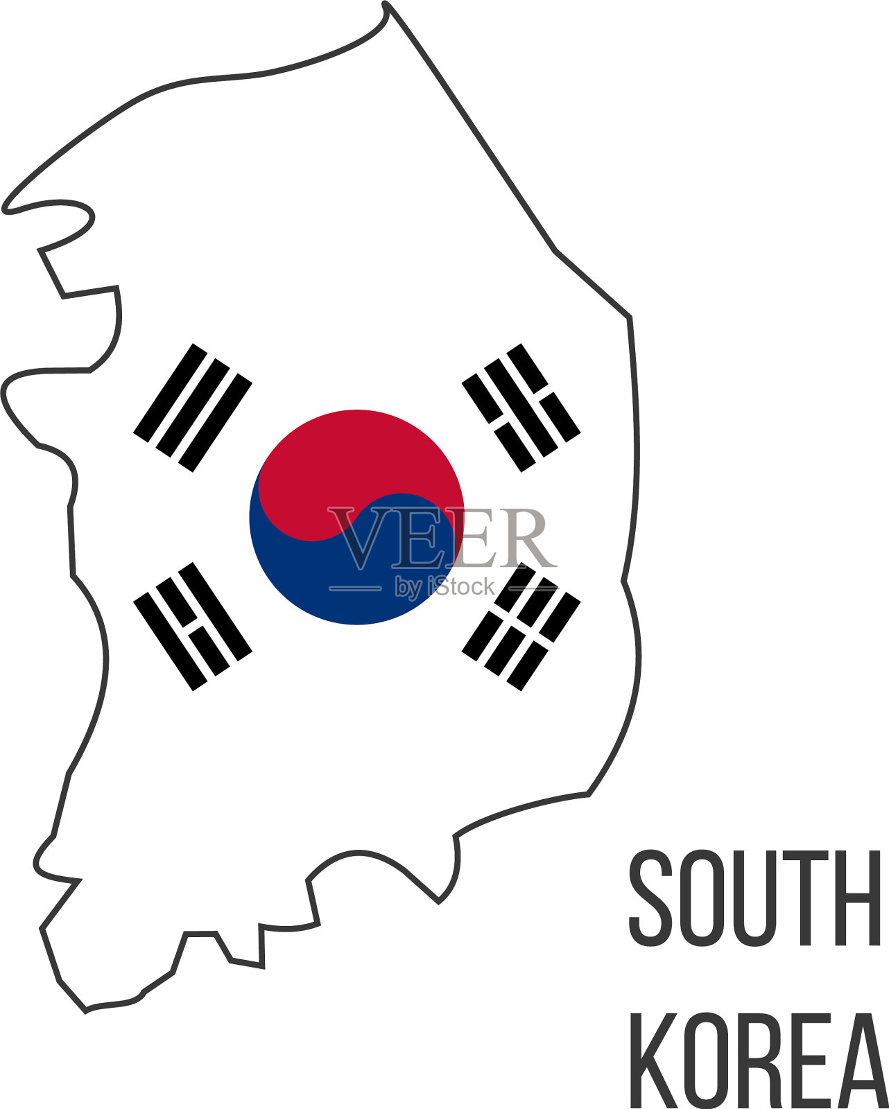 韩国国旗地图中的国旗国家插画图片素材