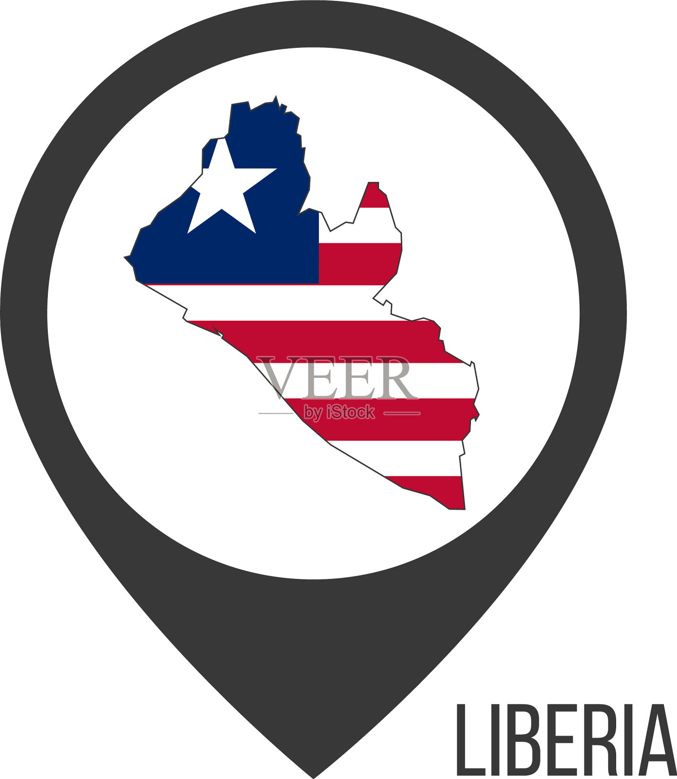 地图指针与国家利比里亚利比里亚国旗插画图片素材