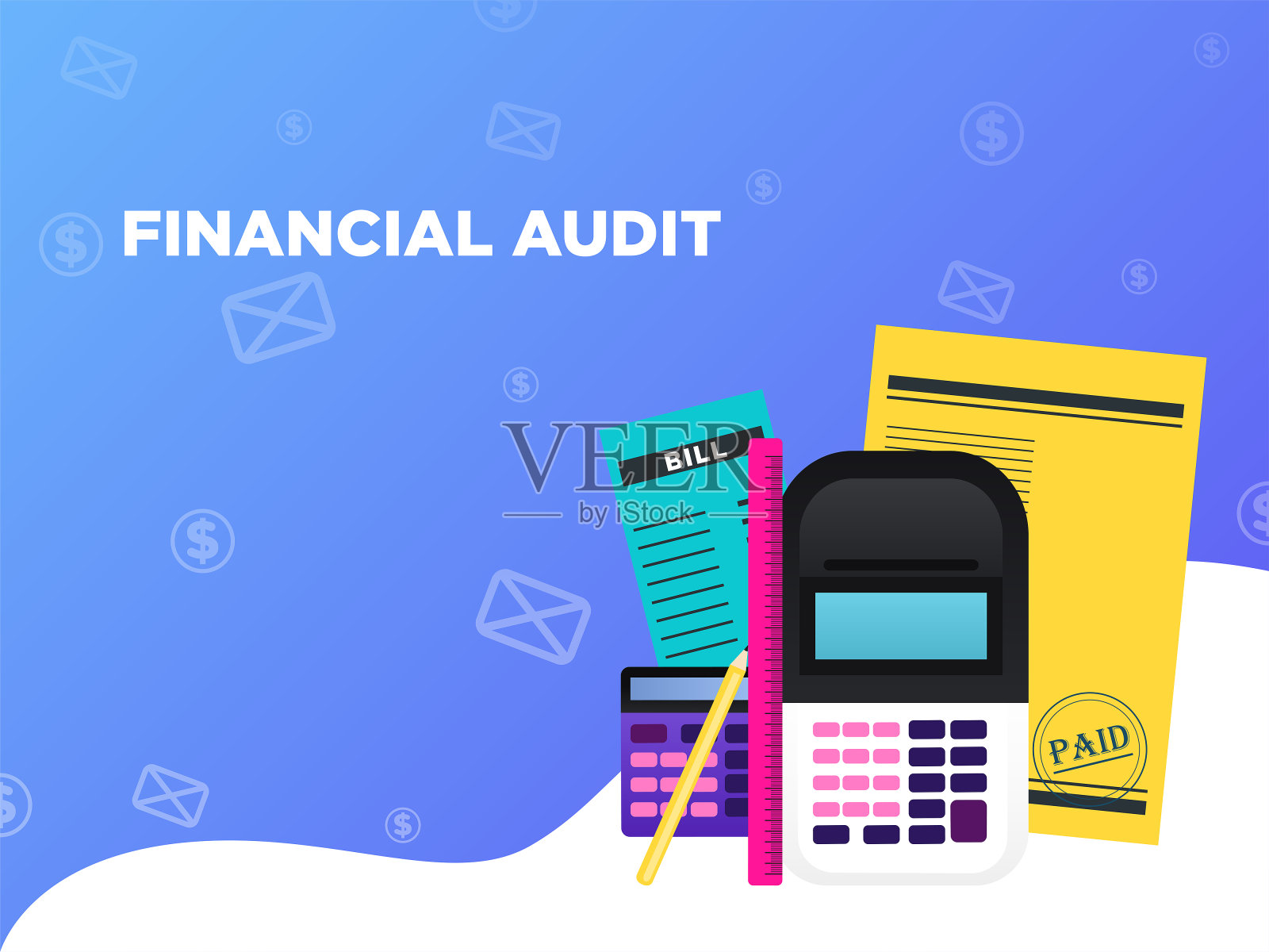 审计矢量插图海报和横幅与复制空间插画图片素材