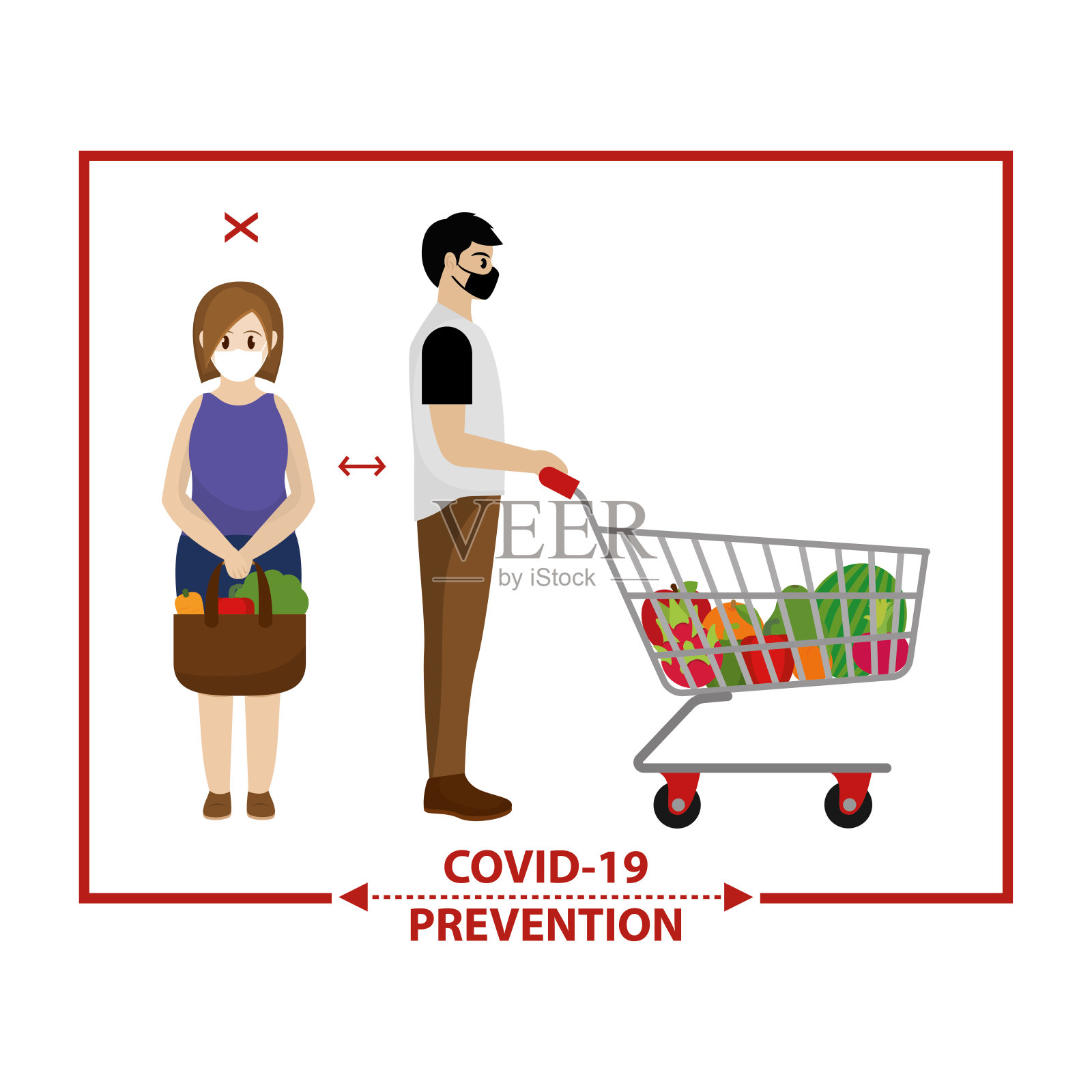 社会距离的海报插画图片素材