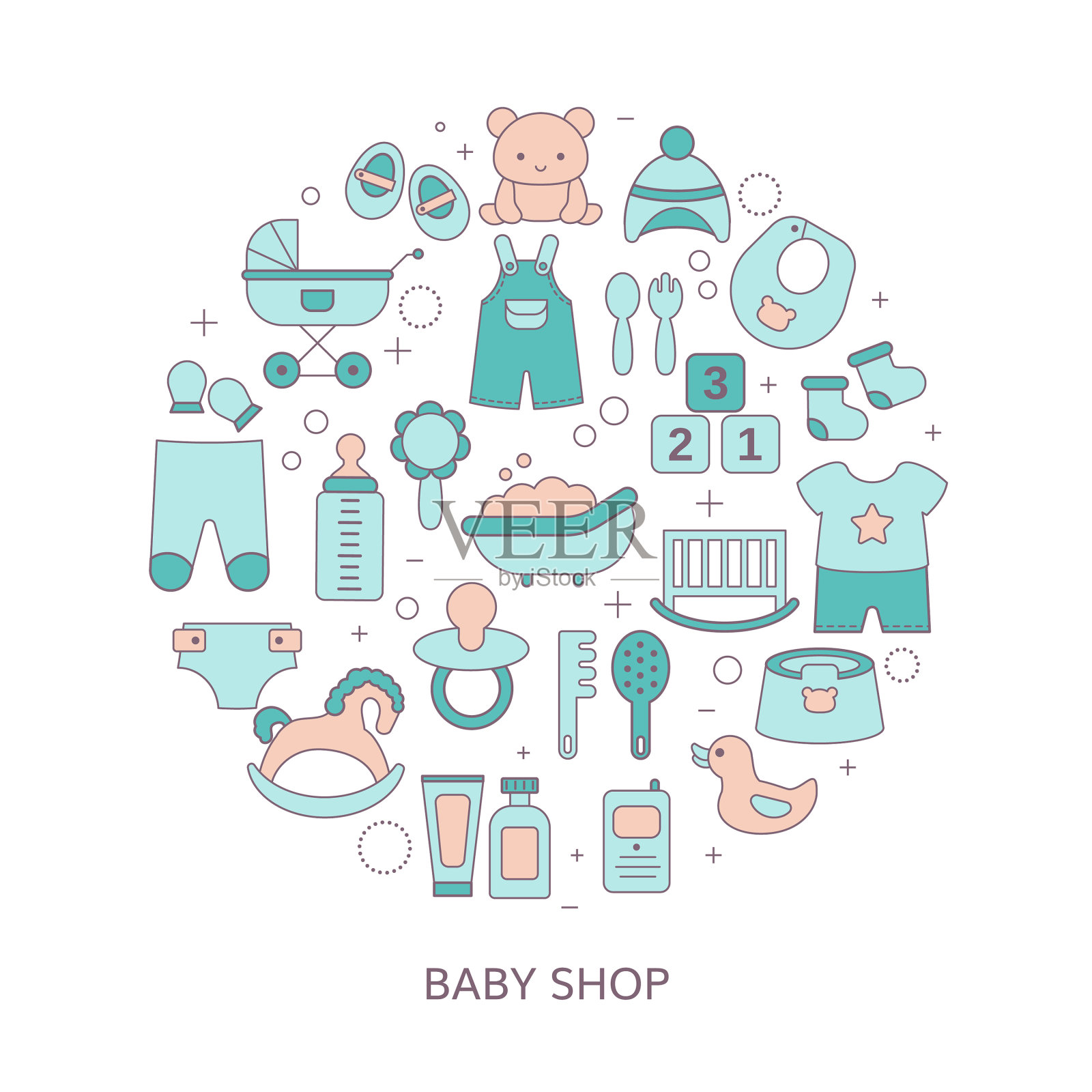 概念bashop与baitem图标概念插画图片素材