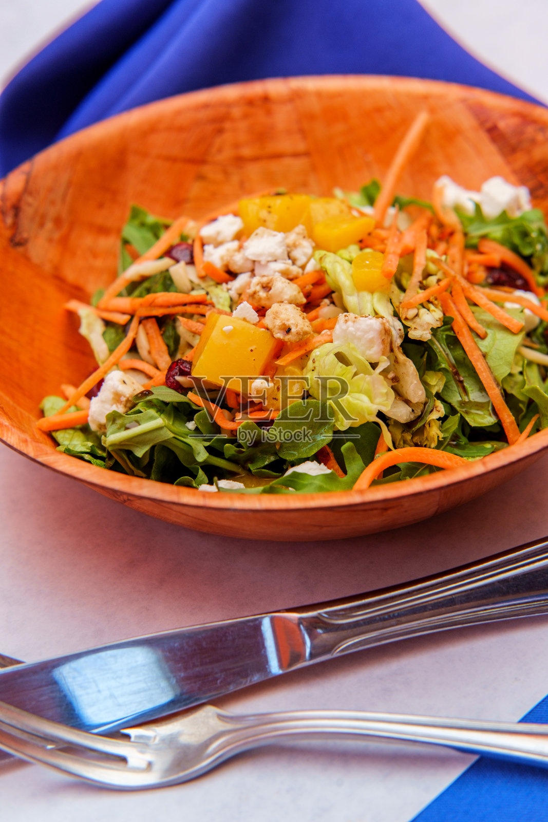 桃子蓝芝士沙拉照片摄影图片