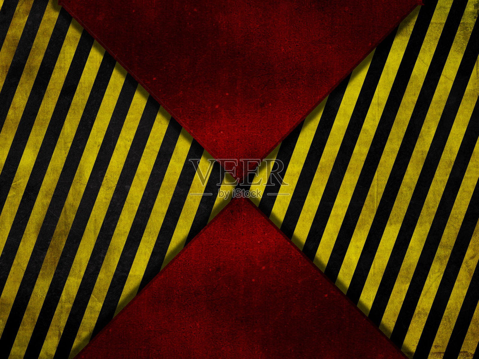 垃圾摇滚风格的红色金属背景与黄色和黑色警告条纹照片摄影图片