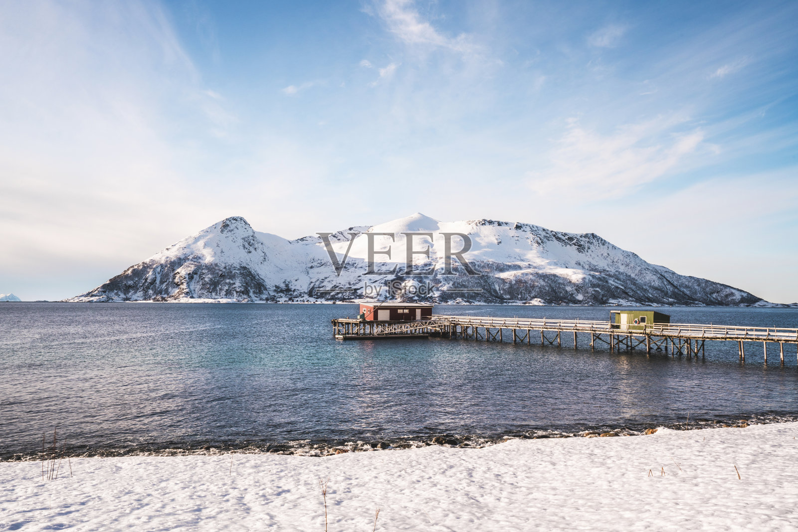 挪威sessøya岛的晨景。照片摄影图片