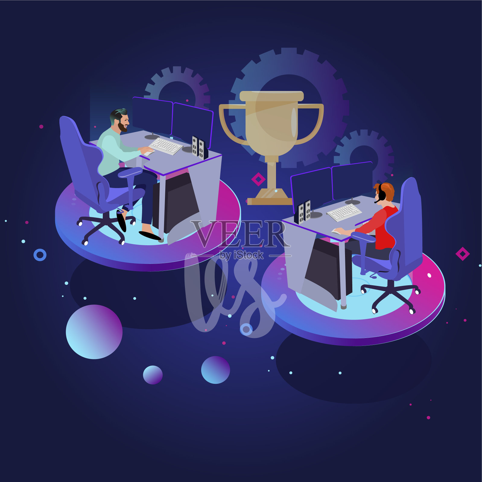 网络游戏竞赛玩家在网络上竞争插画图片素材